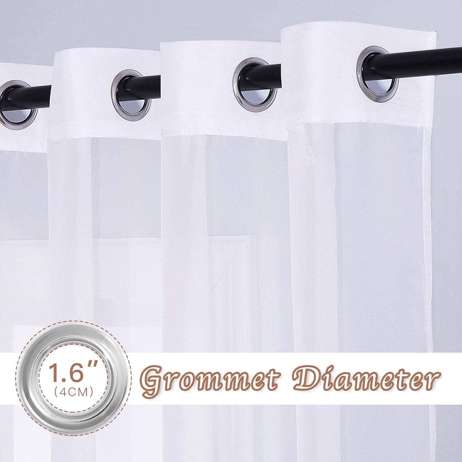 NICETOWN Living Room Window Curtains Sheer Textured 84" Long, Grommet Casual Voile Sheer Airy Window Treatments for Sliding Door, 140" Wide Total 2 Panels, White