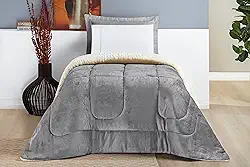 Coberdrom Solteiro Inverno Dupla Face Grosso Super Quentinho Manta & Sherpa (Cinza)