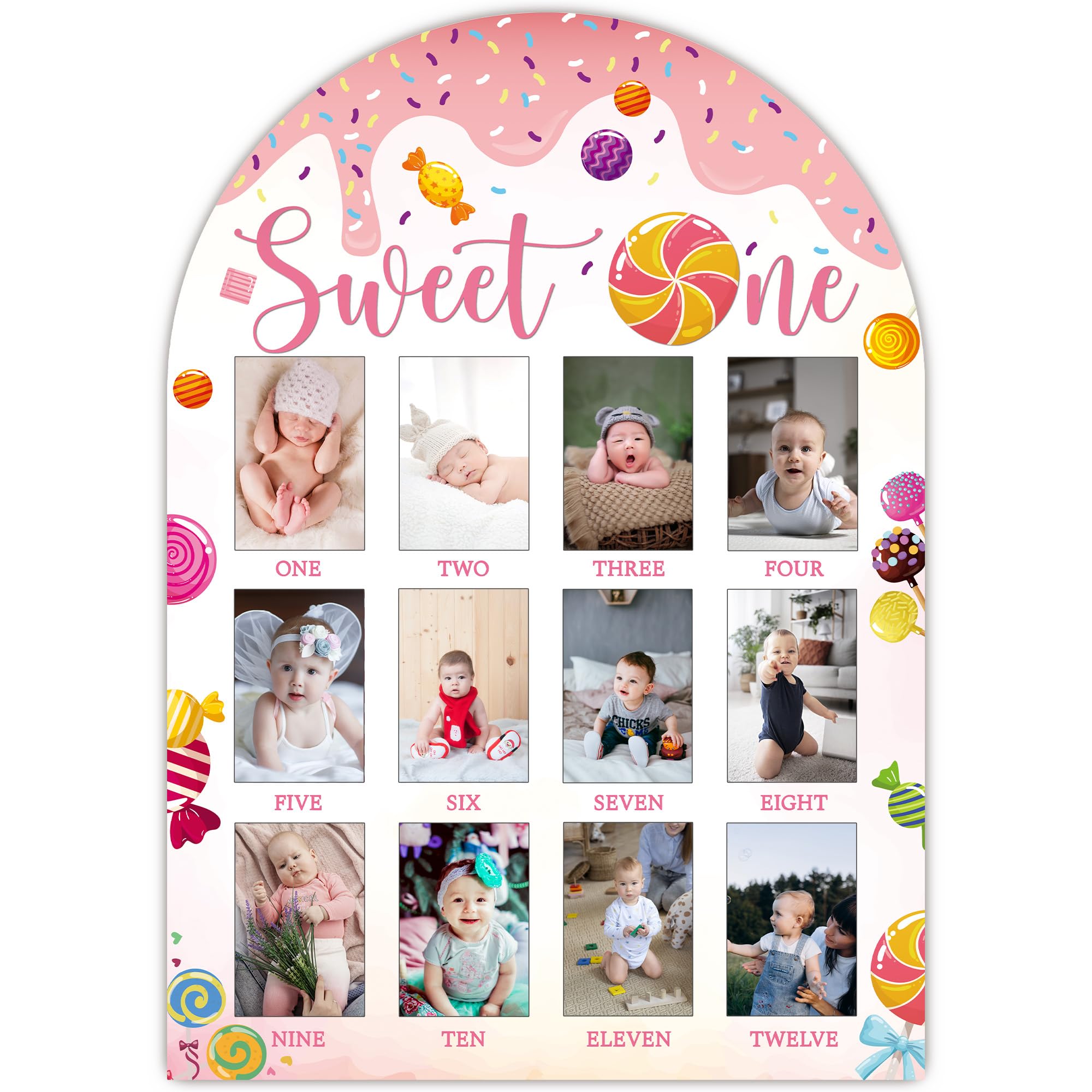 SIXEIGHT Tablica na zdjęcia z napisem 'My First Year' Sweet One Baby, drewniana ramka na zdjęcia 12 miesięcy, żłobek, neutralne pod względem płci, prezenty dla dziewczynki i chłopca, najlepsze