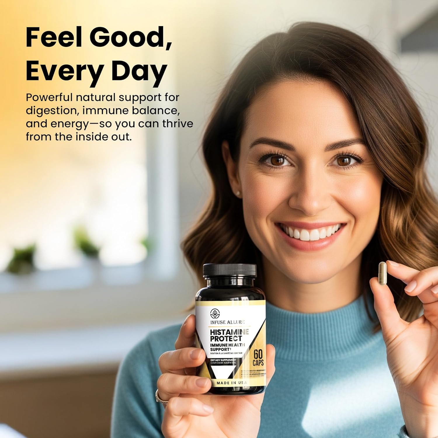 Premium Histamine Block Supplement - Advanced Diamine Oxidase DAO Enzyme for Food-Derived Histamine Intolerance - Made in USA 60 Capsules - Image 7