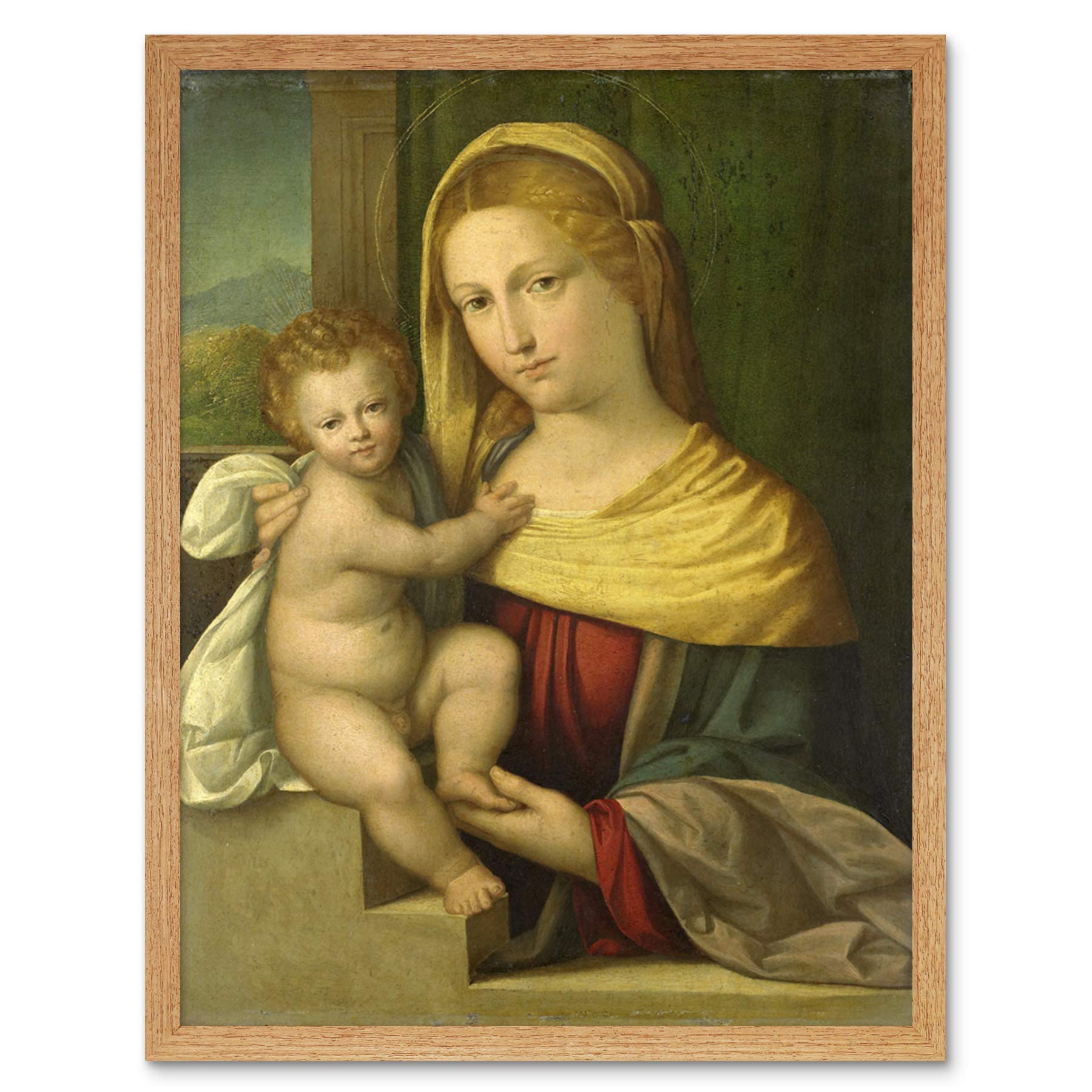 Artery8 Garofalo Madonna And Child Painting Art Print Framed Poster Wall Decor 12x16 inch