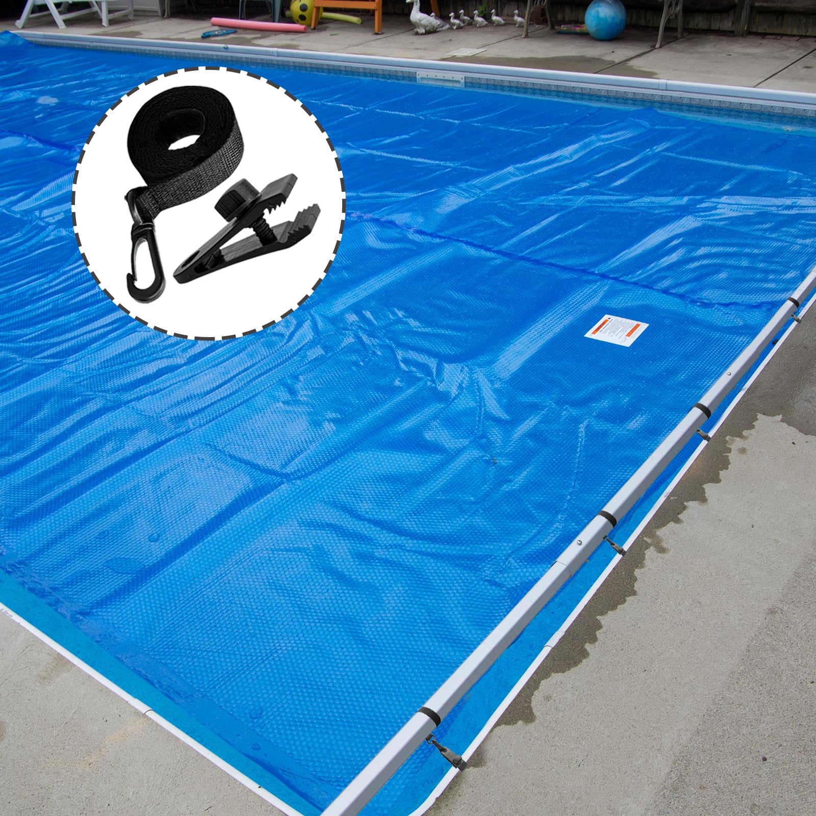 8 Piezas Enrollador Piscina Juego Bandas sujeción Accesorios Correas Cobertor Solar Carrete Carpas Piscina Cubierta con Energía Solar Prueba Viento Camping Beach Garden