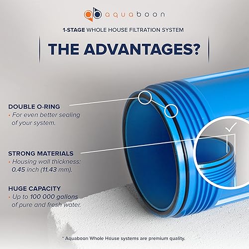Miniatura 4 de Aquaboon Sistema de filtro de agua de pozo para toda la casa de 20" x 4.5" con botón de liberación de presión, prefiltro de agua de sedimentos