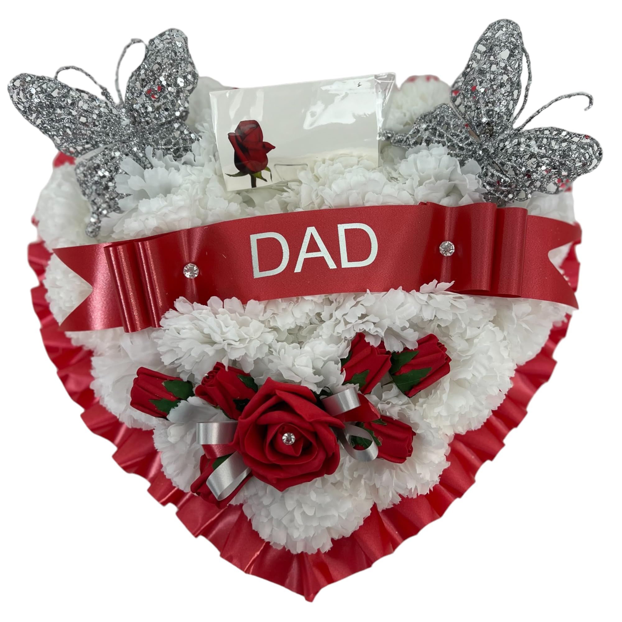 beautiful bouquets Wreath heart grave memorial artificial mum, dad, nan, grandad (RED, BROTHER)