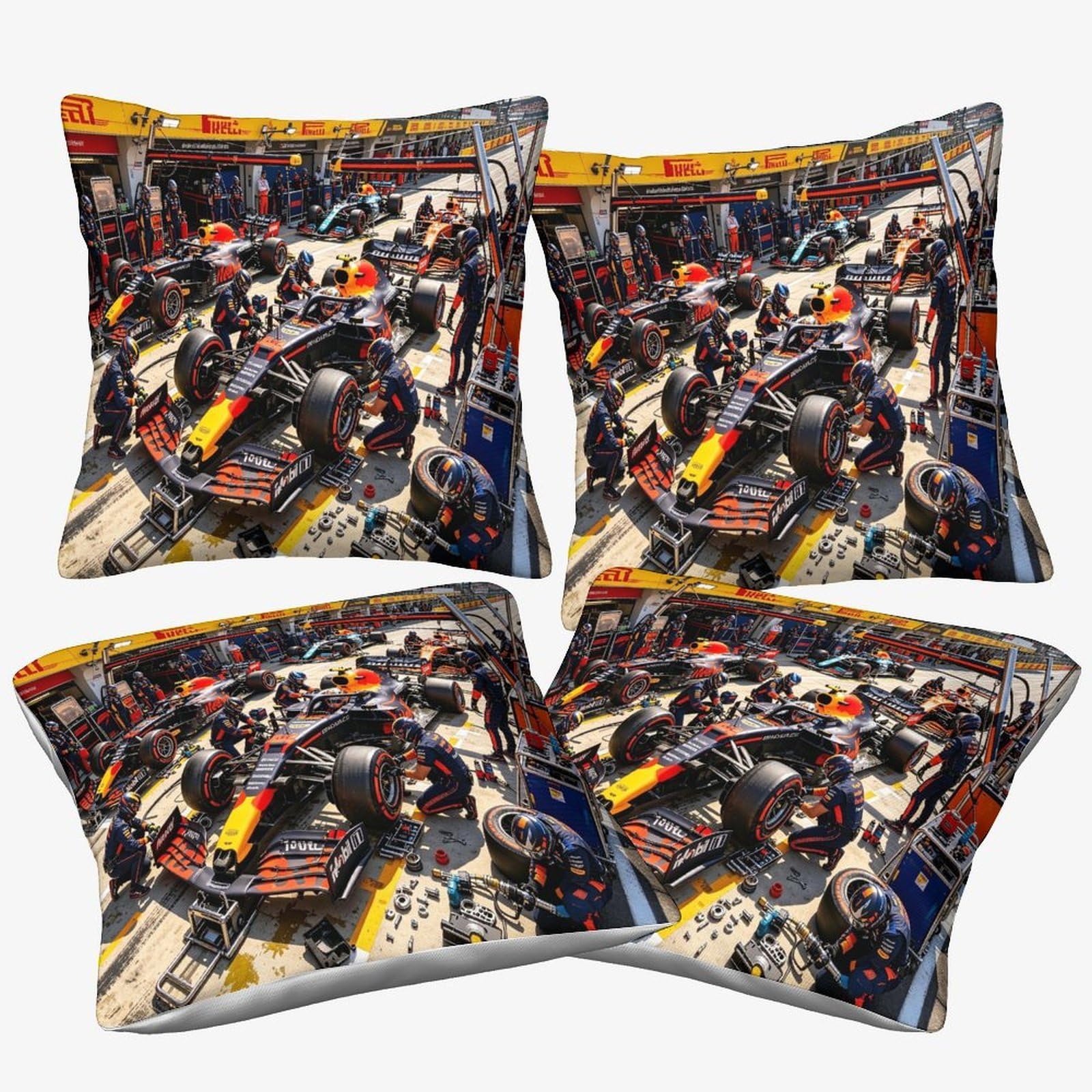 Dafufbw Formulaa Racing-8 Formulaa Racing Microfiber Cushion Cover 50X50cm, 4Pcs, Pit Stop Decorative Square Throw Pillow Case For Couch Livingroom Sofa Bed