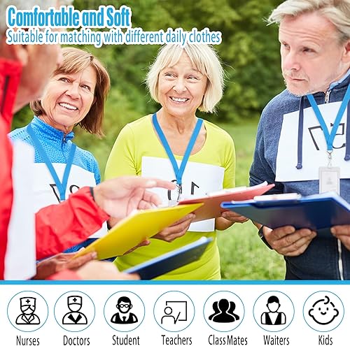 Miniatura 7 de Patelai 60 Pcs Breakaway Lanyards with J Hook Bulk Flat for ID Badges Neck Badge Lanyards Card Nametag Holder Neck Straps (Light Blue)