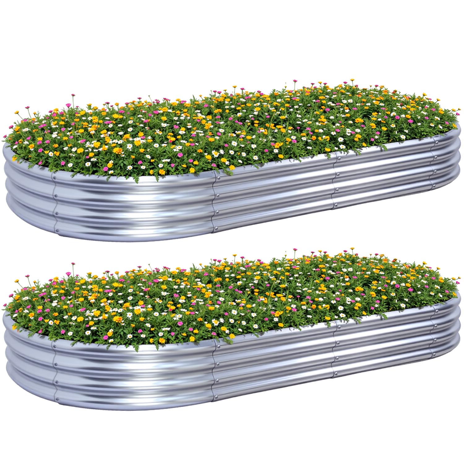 Cama de jardín elevada (Oval, 8x4x1 FT)