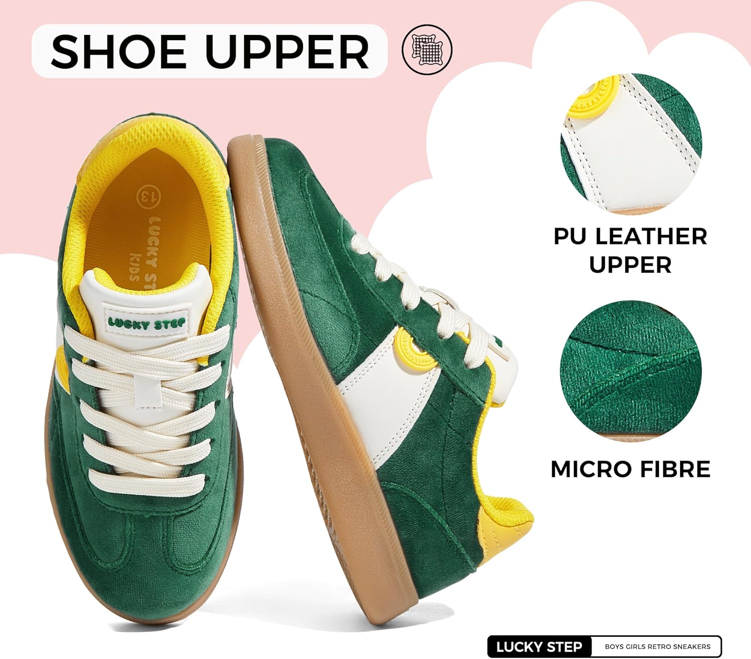 LUCKY STEP Boys Girls Retro Sneakers Casual Fashion School Walking Shoes Classic Comfortable Low Top Tennis Trainers - Image 3