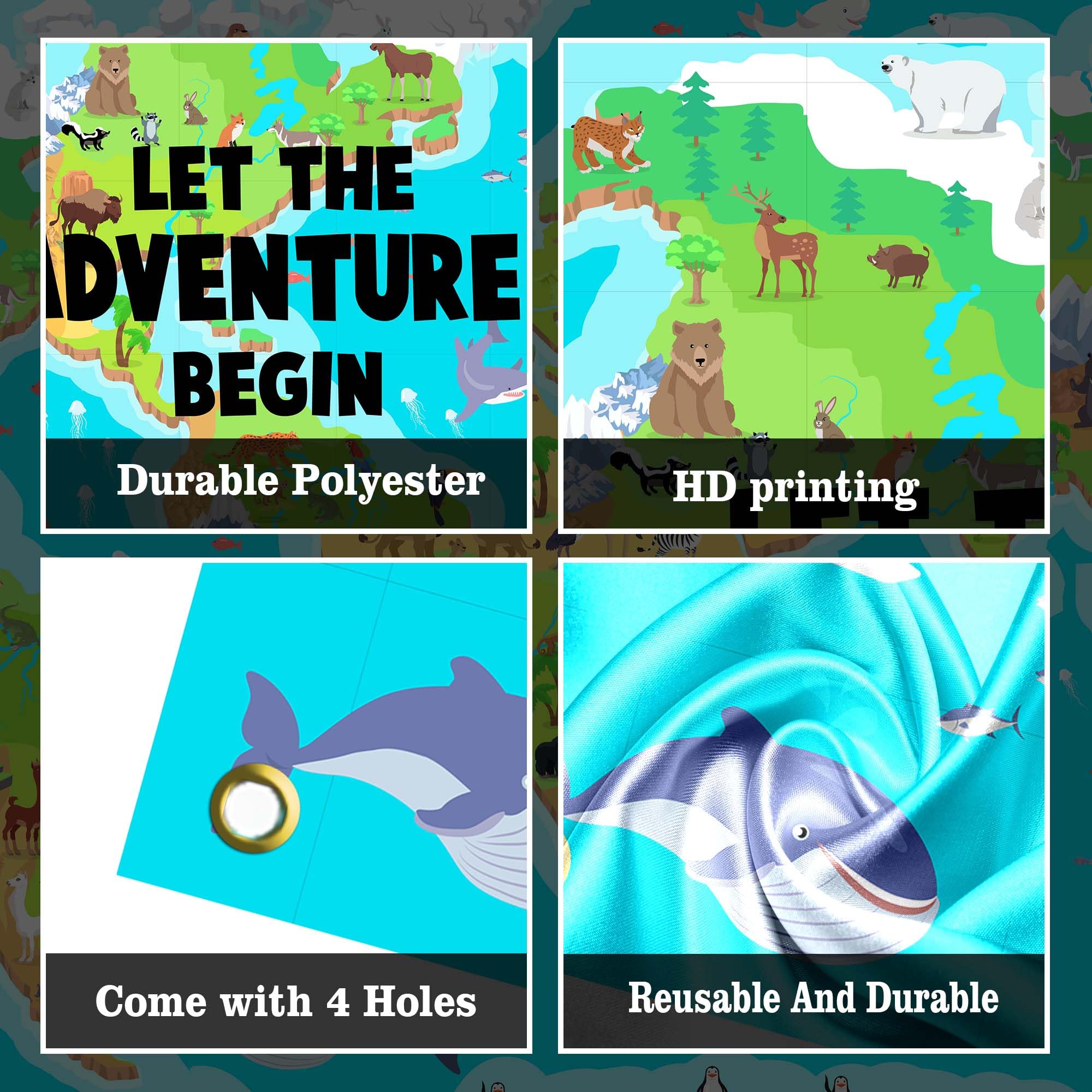 „Adventure Awaits“ Banner – 90 X 185 Cm, Weltkarten-Design, Für Reise-Partys & Feiern