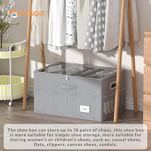 Miniatura 2 de Organizador de zapatos para armario, contenedores de almacenamiento para 18 pares, contenedores plegables de almacenamiento de zapatos con cubierta
