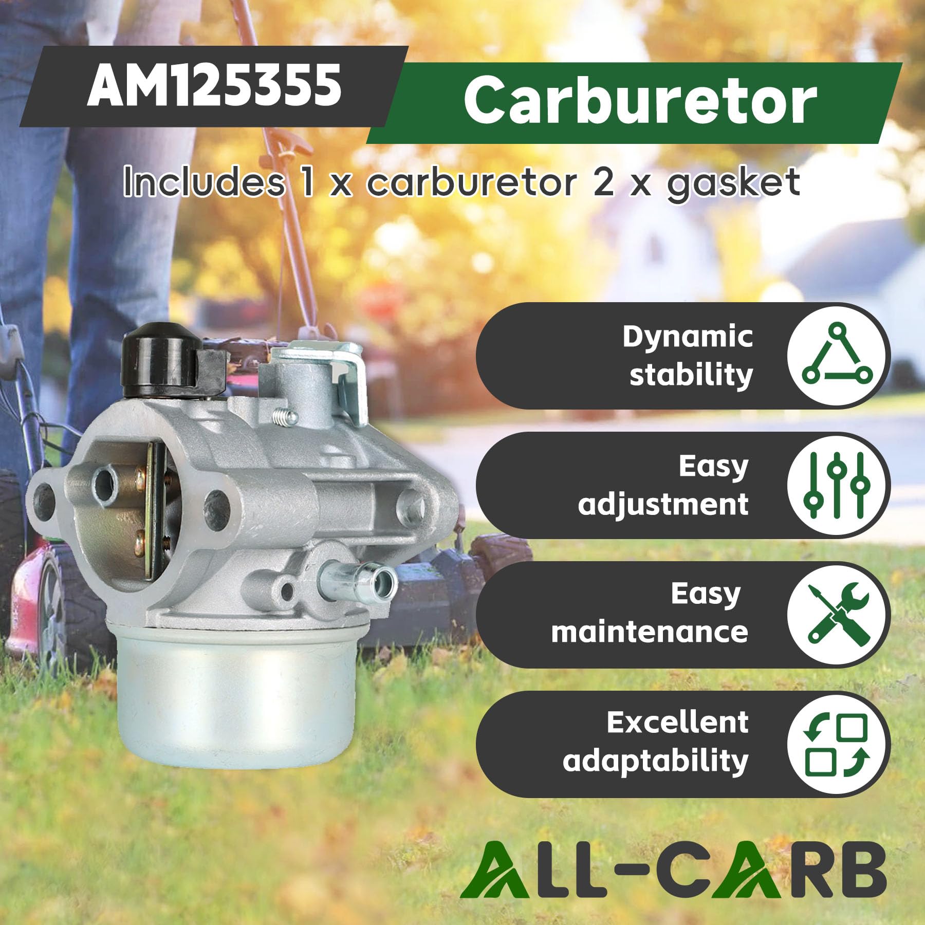 ALL-CARB Carburatore per carburatore John Deere AM125355 LT133 LT150 LT155 LTR155 GS30