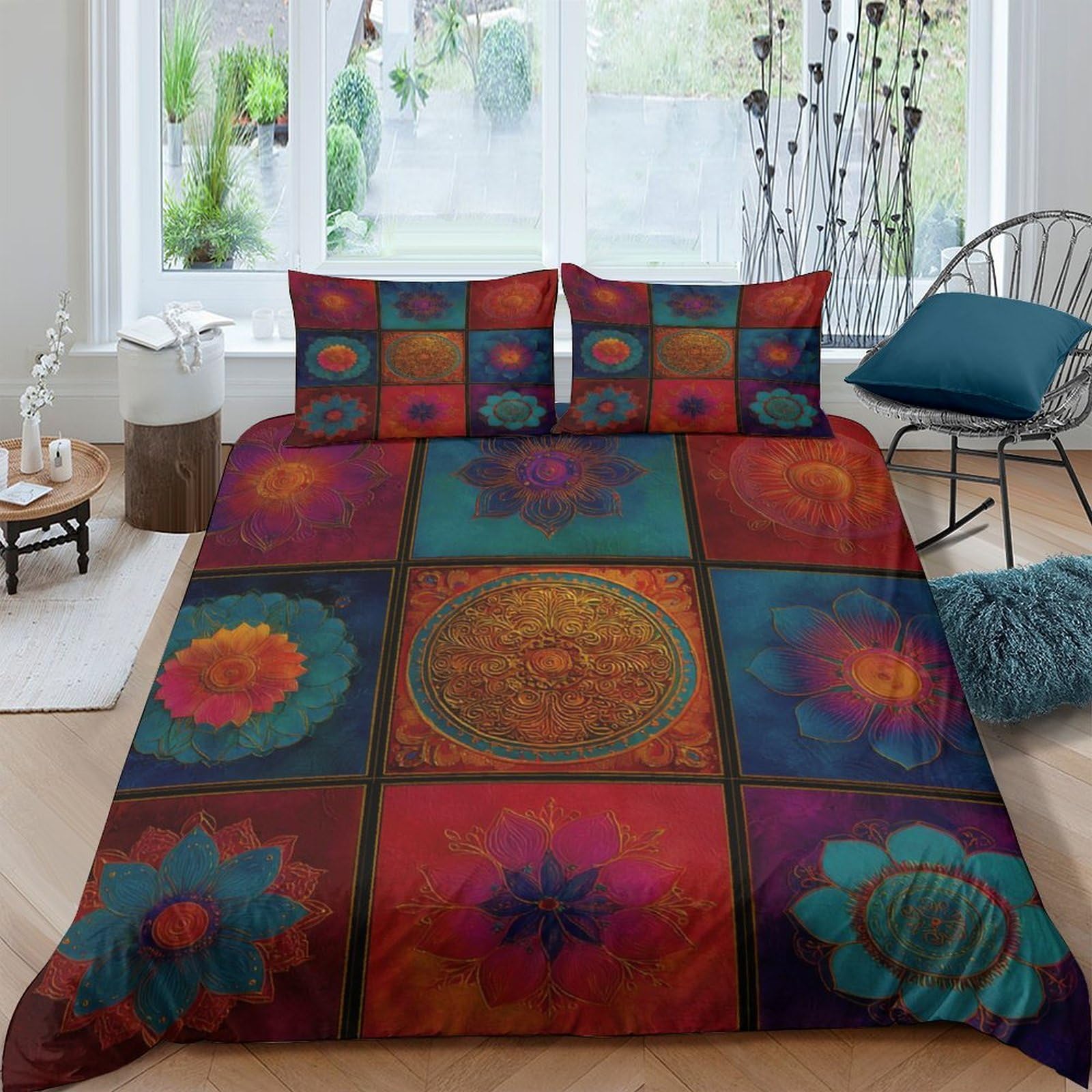 Ctjqhvkz Style-1 3D Printed Mandala Floral Fitted Sheet Microfiber Soft Colorful Boho Abstract Mattress Cover For Bedroom Decor Single（135X200cm）