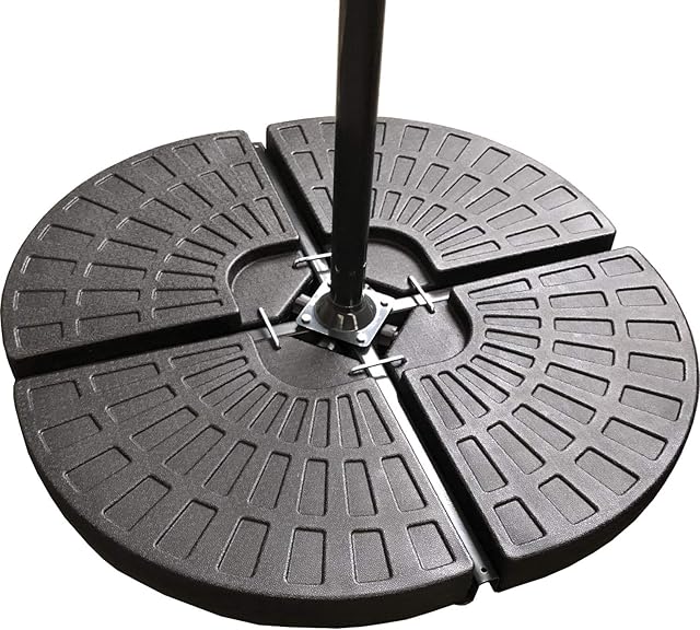 Classic Garden Shop® SET OF FOUR WEIGHTS - PARASOL BASE STAND WEIGHTS FOR BANANA HANGING AND CANTILEVER UMBRELLA PARASOLS - FAN SHAPED SET OF FOUR 66kgs WHEN FILLED.