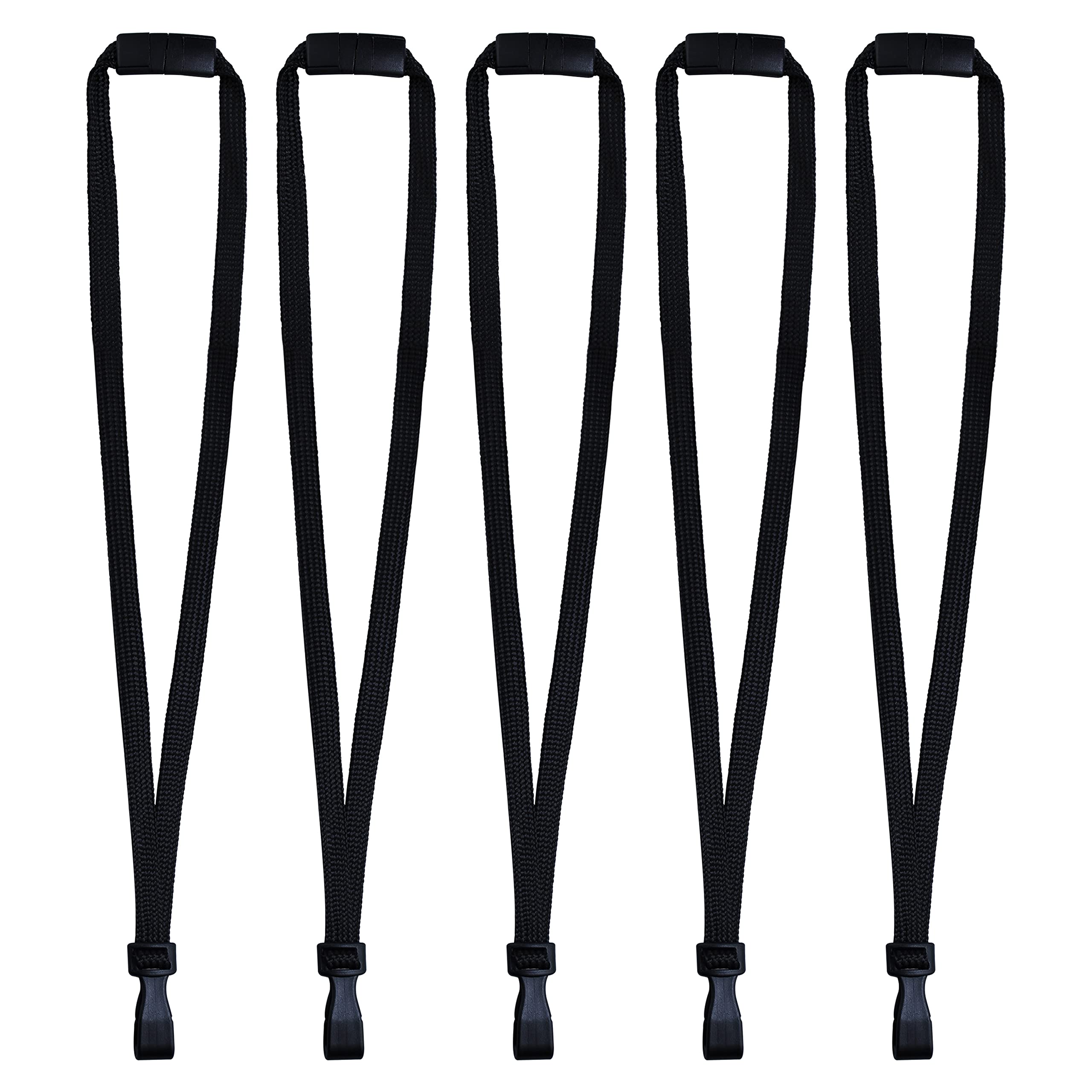 Bestom Bulk Polyester Safe Breakaway Lanyards for ID Badge Name Tag -Lanyards Badge Clip With "no-twist" Plastic Clip Hook for Badge Holders School Hospital, 3/8" Black, 100 Pack