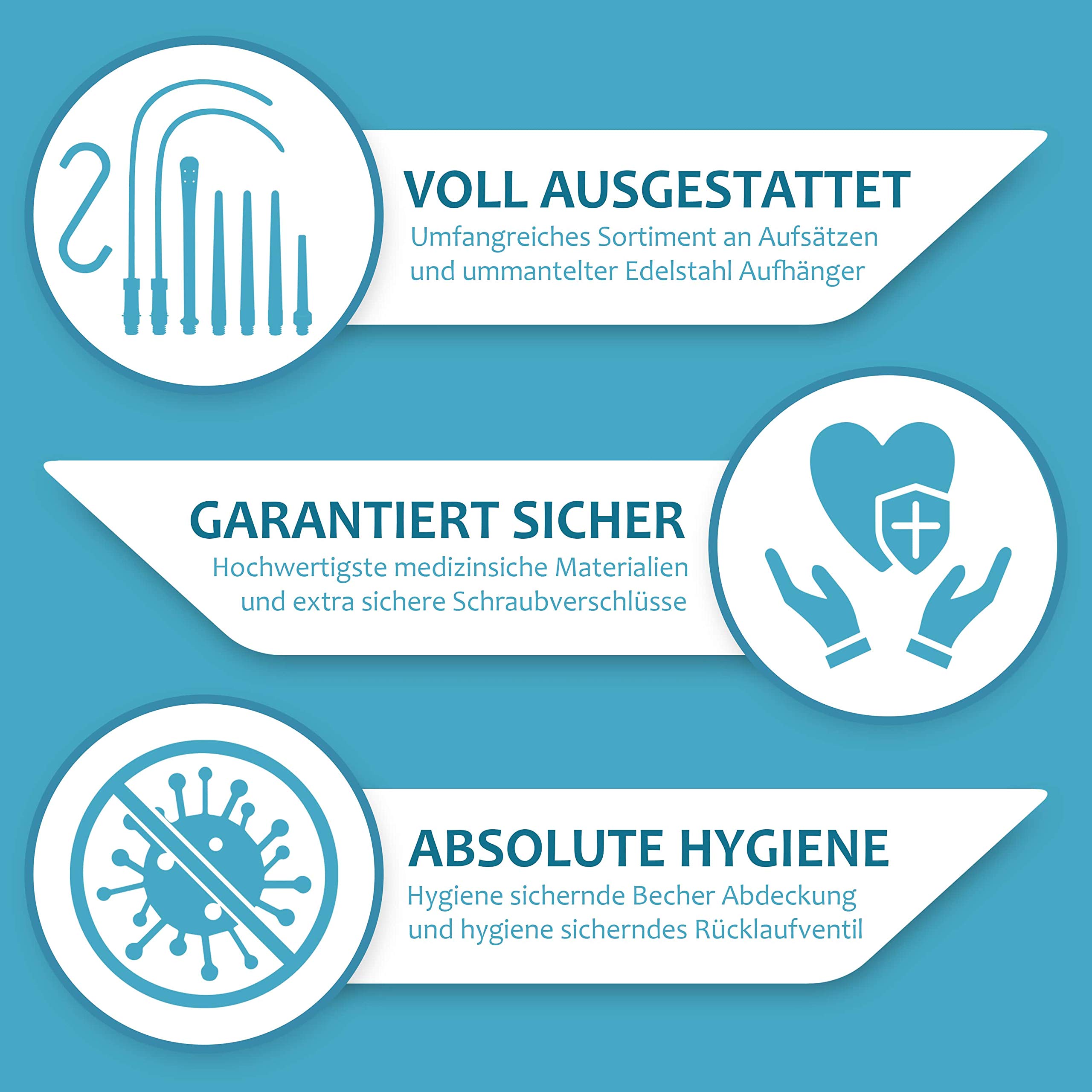 Lyvanas Einlauf Set Zur Darmreinigung (BPA- Und Phthalatfrei) - 2 Liter Klistier Set In Vollausstattung Für Alle Einläufe - Premium Reise Irrigator Set (Packung mit 2)