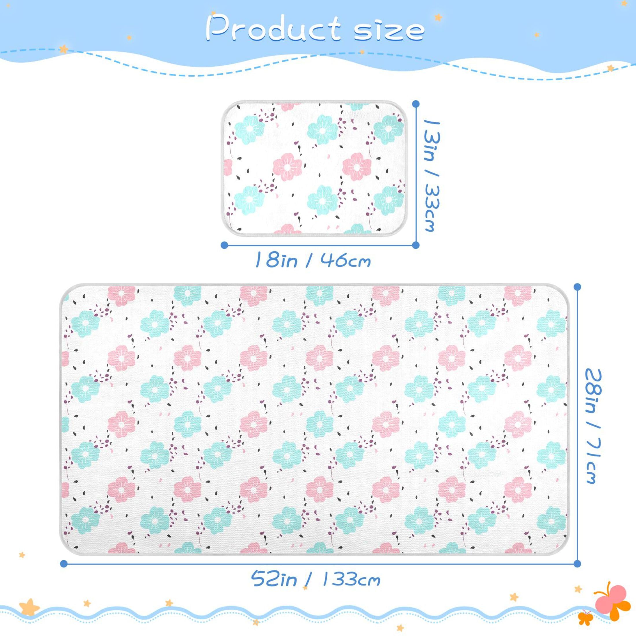 Takiito Pastel Flowers Baby Cooling Mattress Pad, Soft & Breathable Cooling Mat Keep Baby Cool in Summer 28x52 in, Nursery Essential
