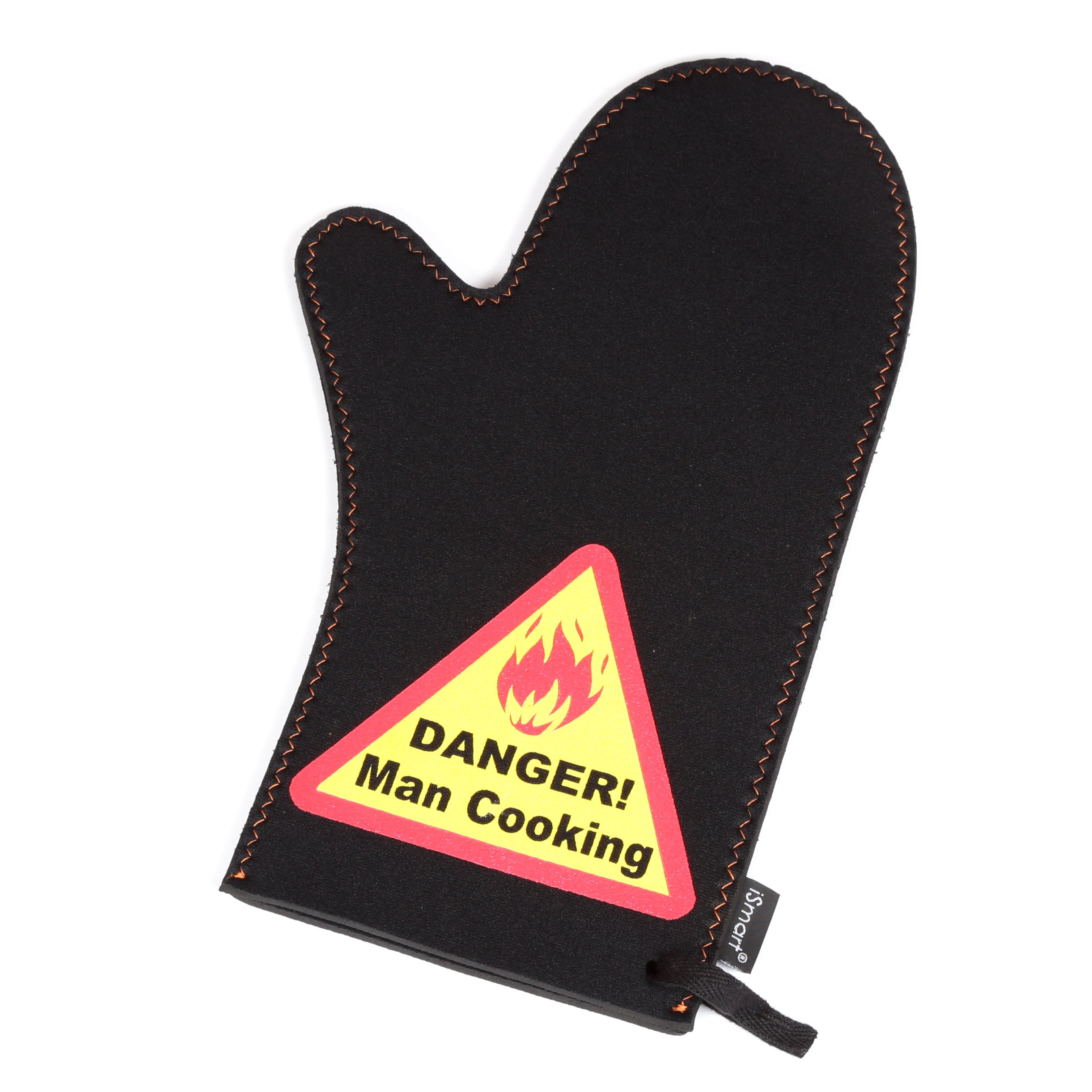 Creative Home Black Heat Resistant Kitchen Pot Holder Neoprene Oven Mitt, Glove-Man Cooking Print, 13-1/8" L x 7-7/8" W x 1/8" H