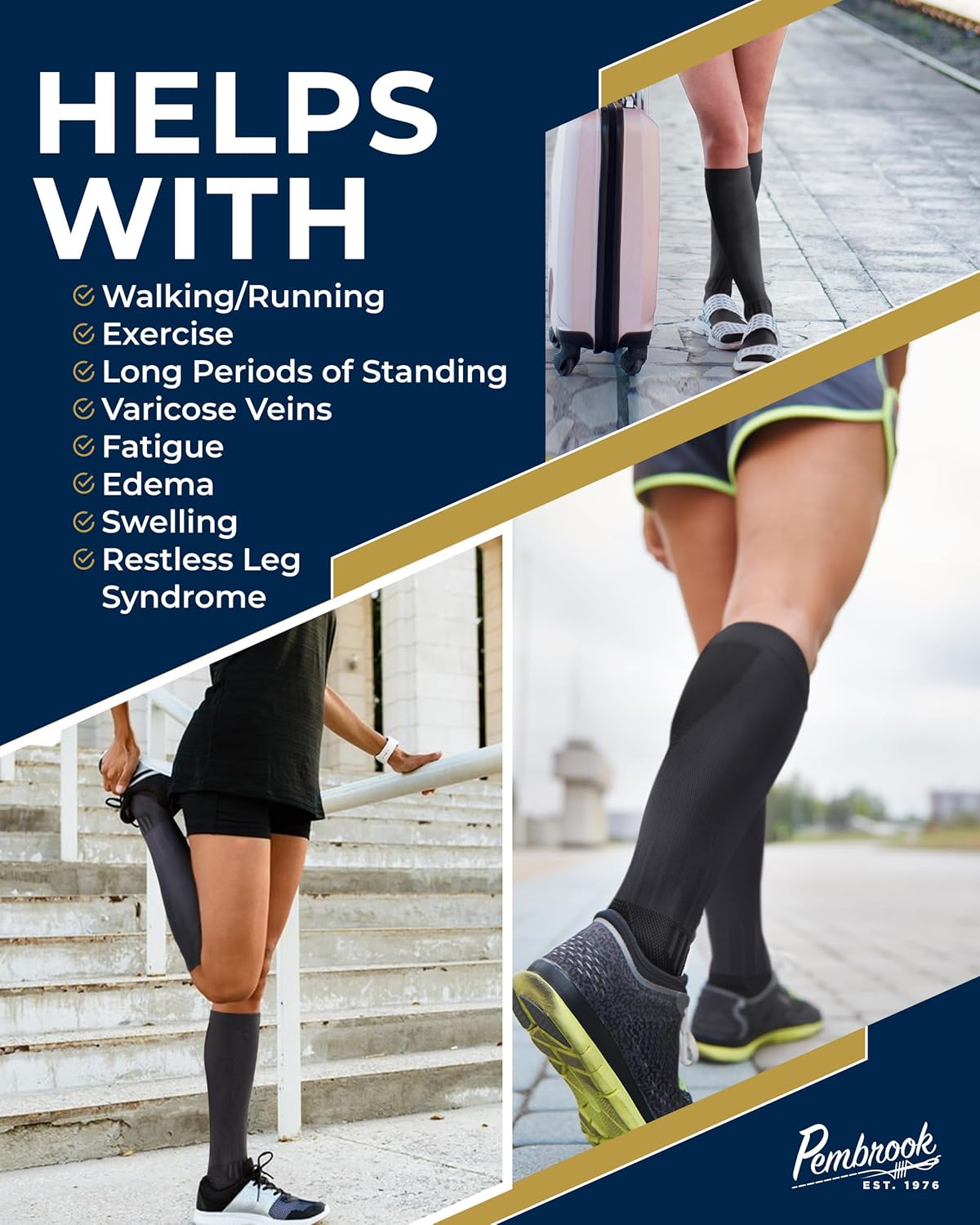 Pembrook 3 Pairs Compression Socks 20-30 mmHg - Compression Socks for Women and Men | Running, Athletic, Travel, Nurses - Image 4
