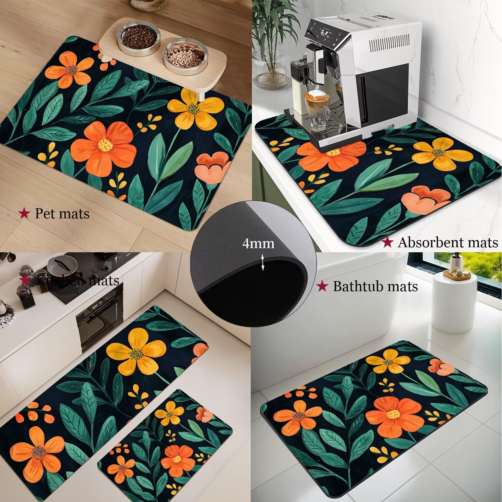 Genérico Alfombra Baño 80x120cm Alfombra Diatomita Baño, Súper Absorbente Microfibra Alfombrilla Ducha, Bath Mat Secado Rápido y Lavable, Rug para Cocina Bañera Illustration 6-108