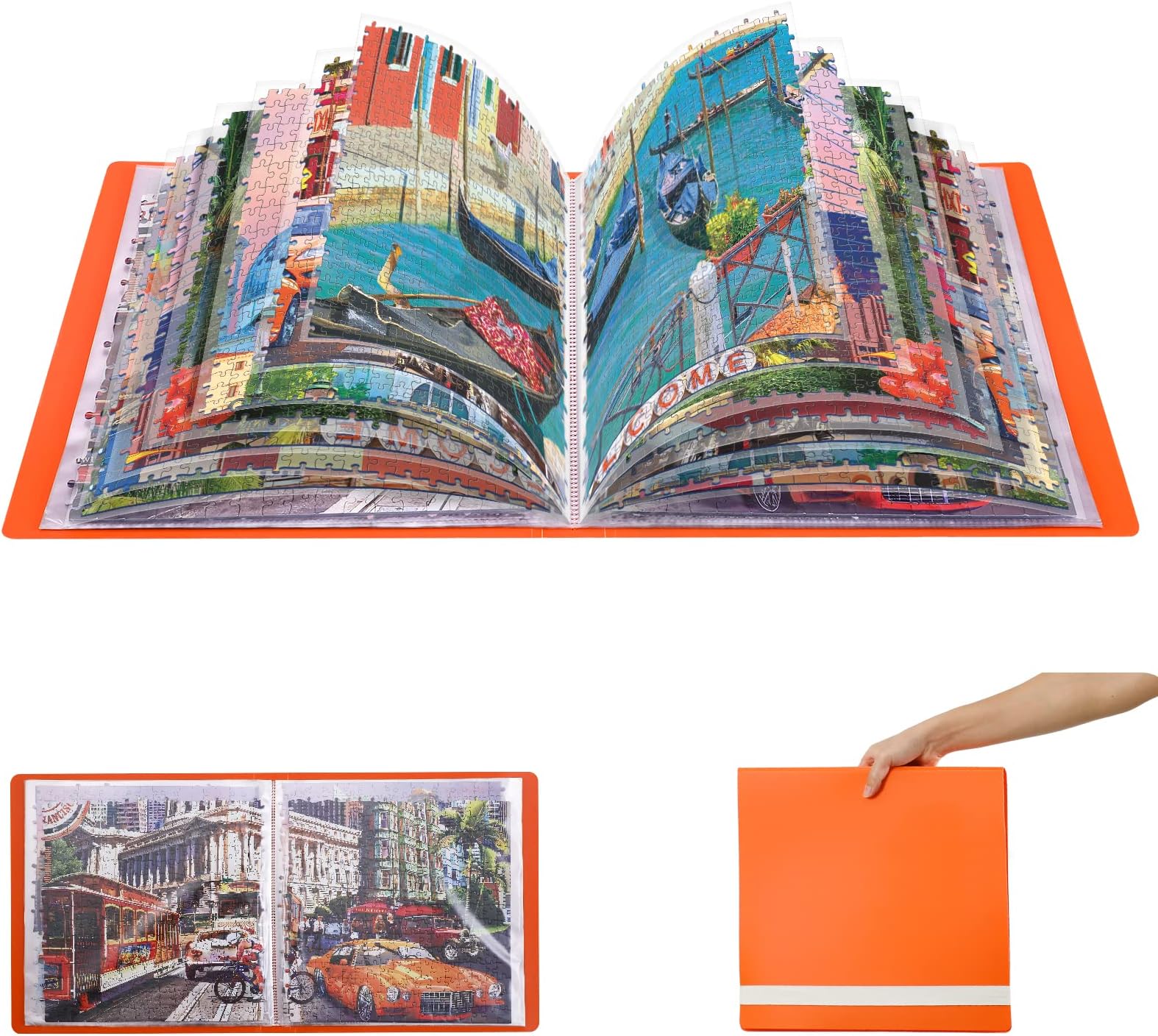 HXMARS Puzzles Storage Book Portable-Size: 36 Sheets for Multiple Puzzle Storage, Large Capacity Jigsaw Puzzles Saver Keeper Organizer, Dustproof & Protective Puzzle Accessory