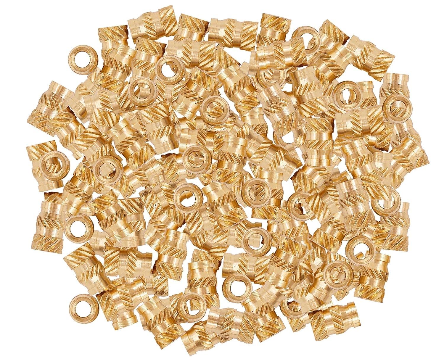 TANGMENGXI knurled Insert Nuts, 120Pcs Brass Knurled Nuts Threaded Heat Embedment Nut for Printing 3D Printer and More Projects (M3 x 6mm L x 5mm OD)