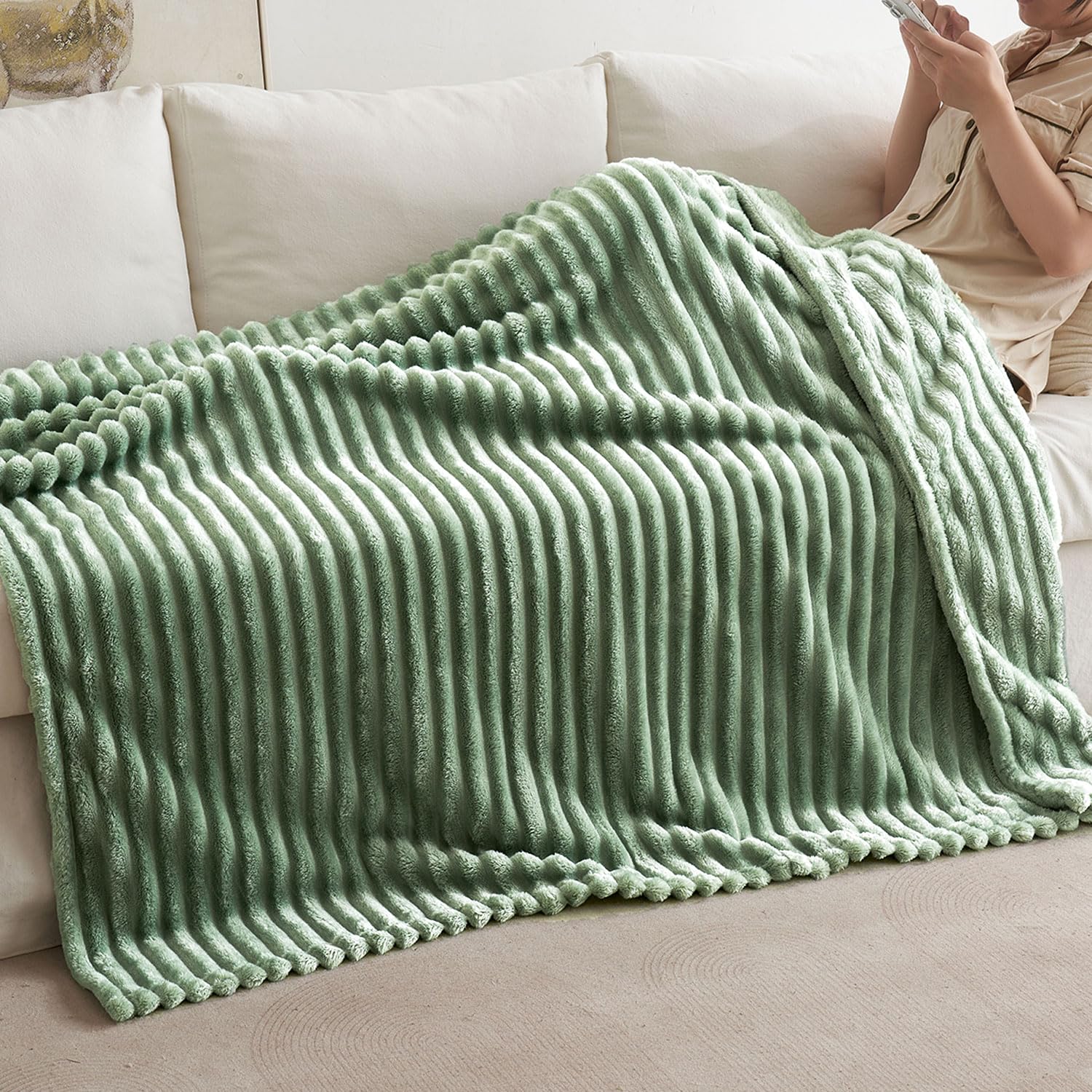 MIULEE Flanellen fleece plaid zachte warme comfortabele plaids voor bank, corduroy pluizige deken bed plaid voor slaapkamer, bank, reizen, kinderen slaapkamer accessoires 60 x 80 inch grijs-blauw MIULEE Flanellen fleece plaid zachte warme comfortabele plaids voor bank, corduroy pluizige deken bed plaid voor slaapkamer, bank, reizen, kinderen slaapkamer accessoires 60 x 80 inch grijs-blauw