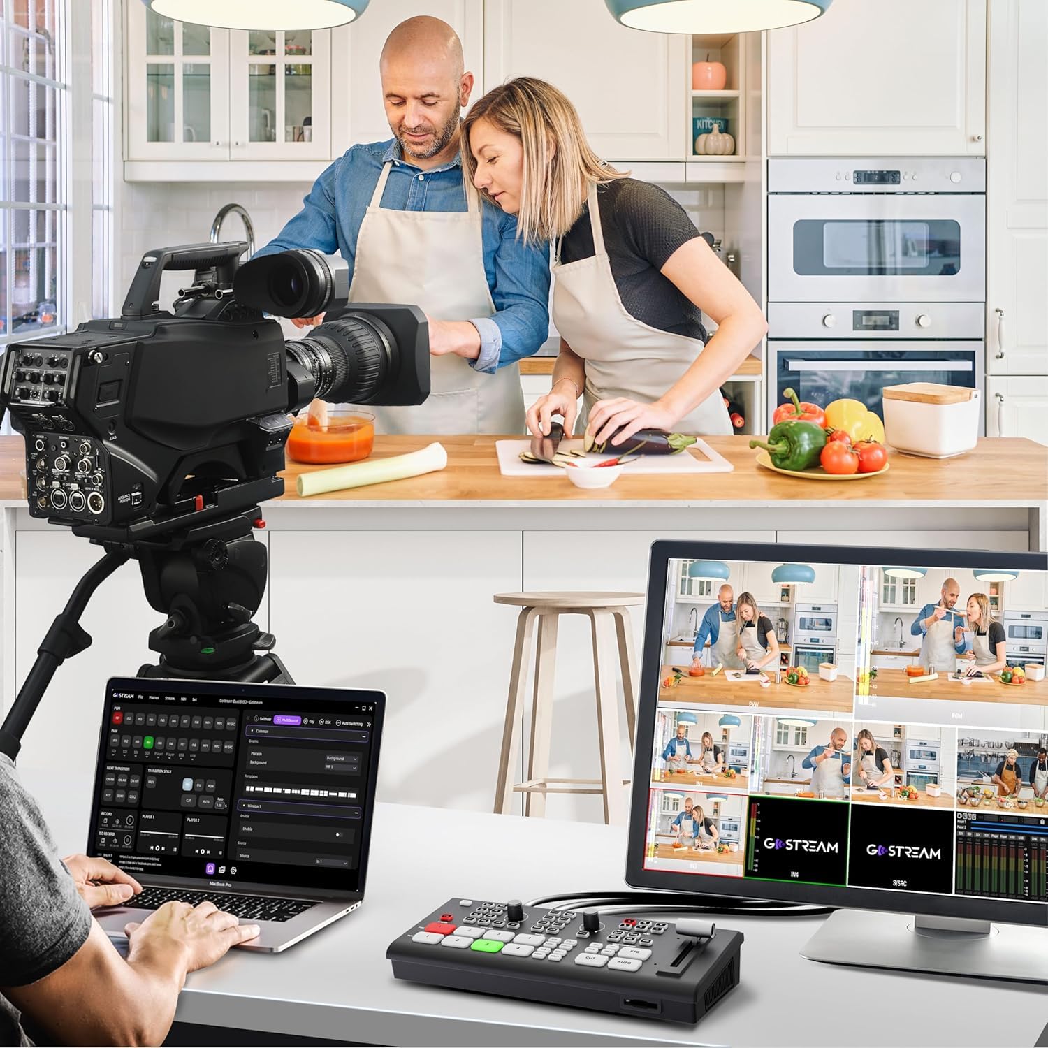 Osee GoStream Deck HDMI Pro Mixeur Vidéo, Commutateur avec 6 Entrées HDMI, 2 Ports USB, 8 Boutons Macro, 3 Flux Simultanés, Compatible UVC et NDI Évolutif pour Diffusion et Production Live
