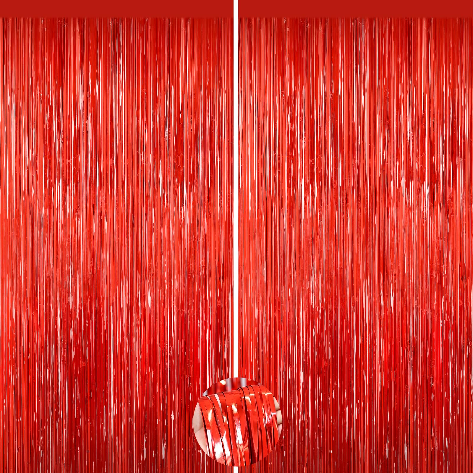 2Pack Red Foil Curtain Backdrop Birthday Party Decoration