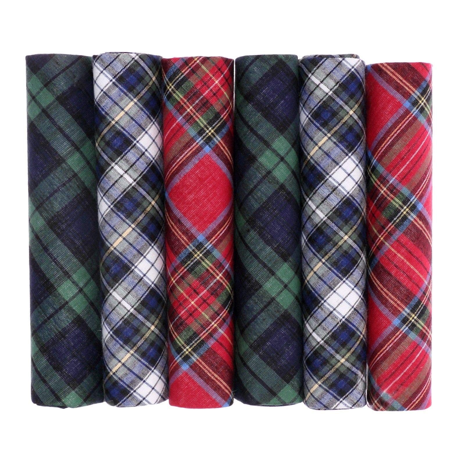 Surf The Shop Men's Tartan 100% Cotton Handkerchiefs Hankies Hankys Quality Gift 3/4/5/6/7 Boxed New (6, )