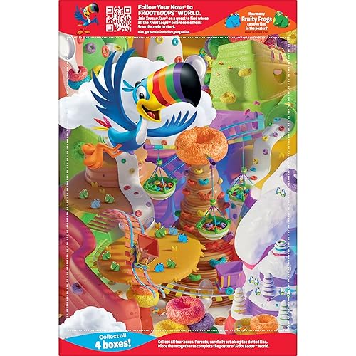 Miniatura 9 de Kellogg's Froot Loops - Cereal para desayuno frío, sabor a frutas, aperitivos de desayuno con vitamina C, original, caja de 10.1 onzas (1 caja)