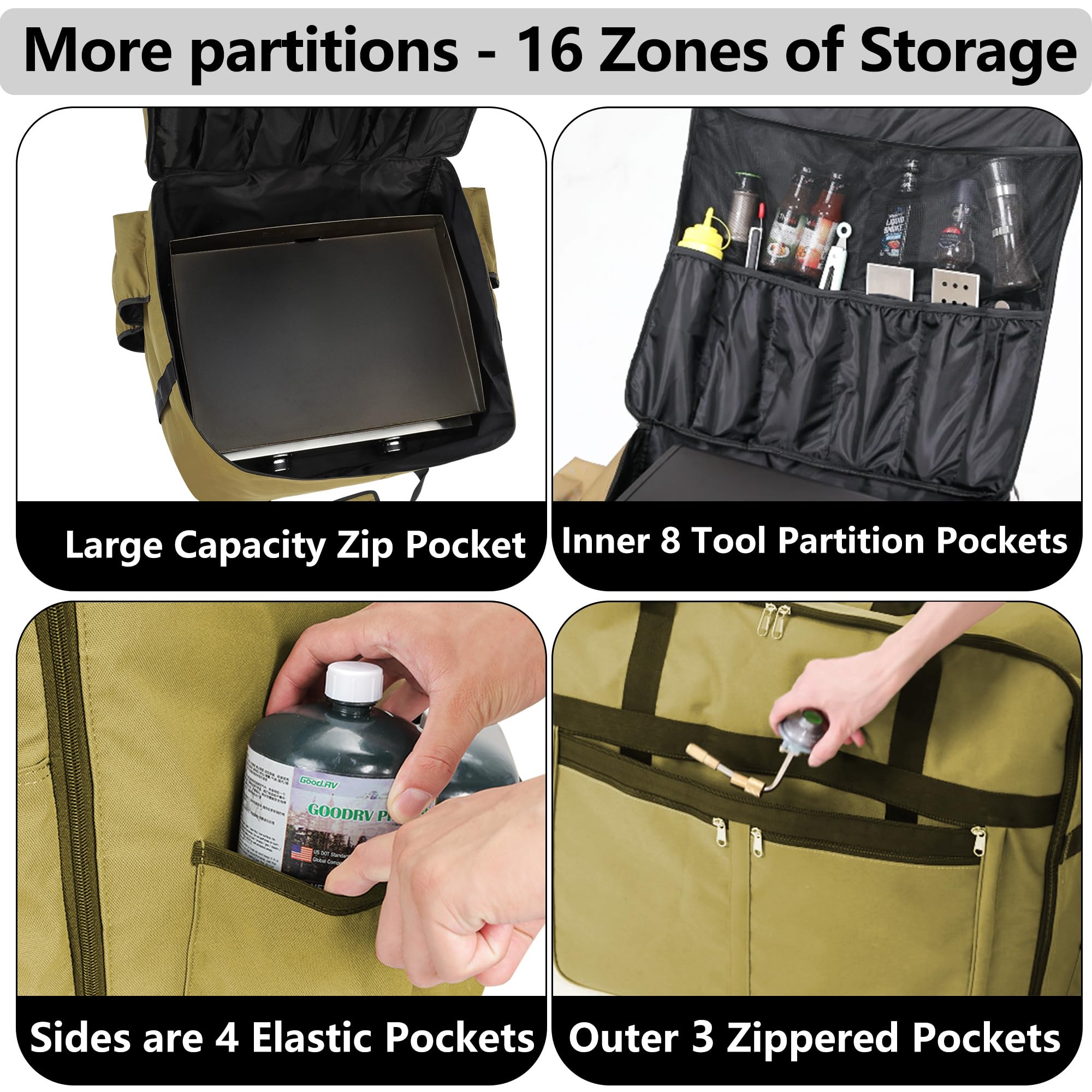 Sac De Rangement Pour Outils De Barbecue - Housse Transport Ustensiles Gril, Tissu Oxford - Camping, Pique-nique
