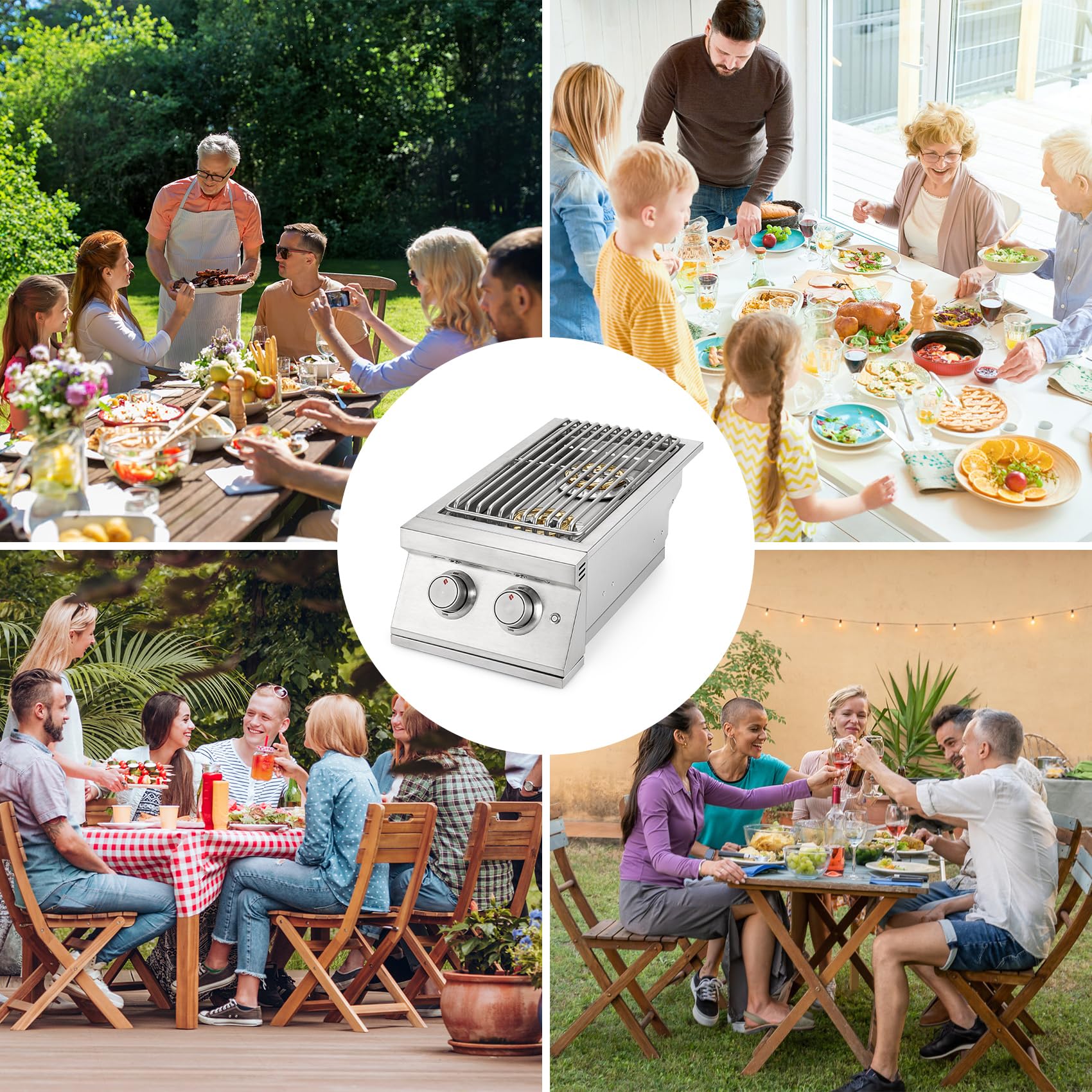 Hygrill - Quemador de propano líquido de doble cara de 24,000 BTU, quemador lateral doble integrado para cocina al aire libre, parrilla isla de barbacoa al aire libre 7
