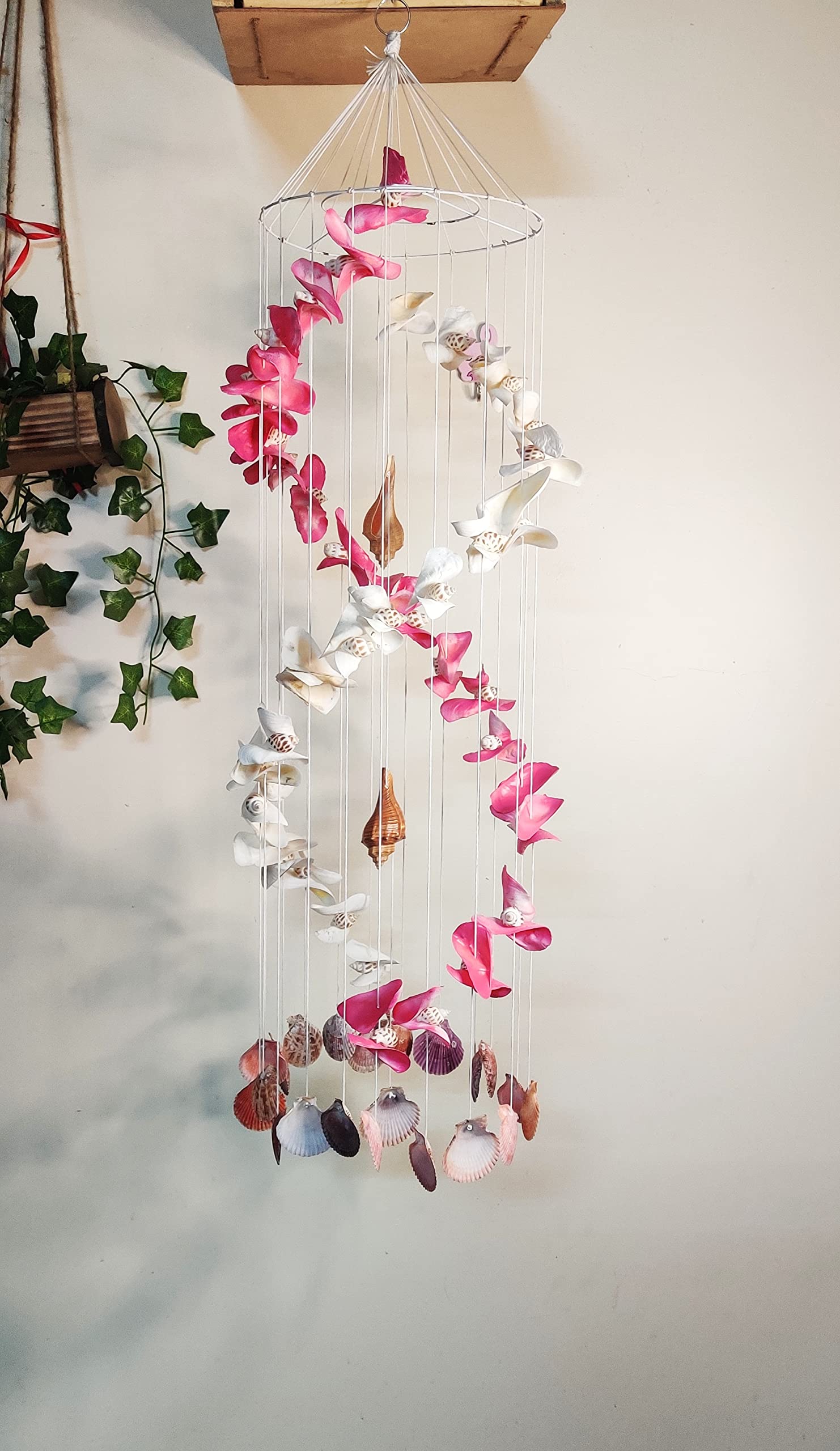 Shellkrafts 35'' Sea Shell Wind Chime for Home Decoration | Balcony & Garden | Soothing Rain Sound & Very Lucky According to Vastu | Attracts Good Luck | Positive Energy (Multicolor)-image-13