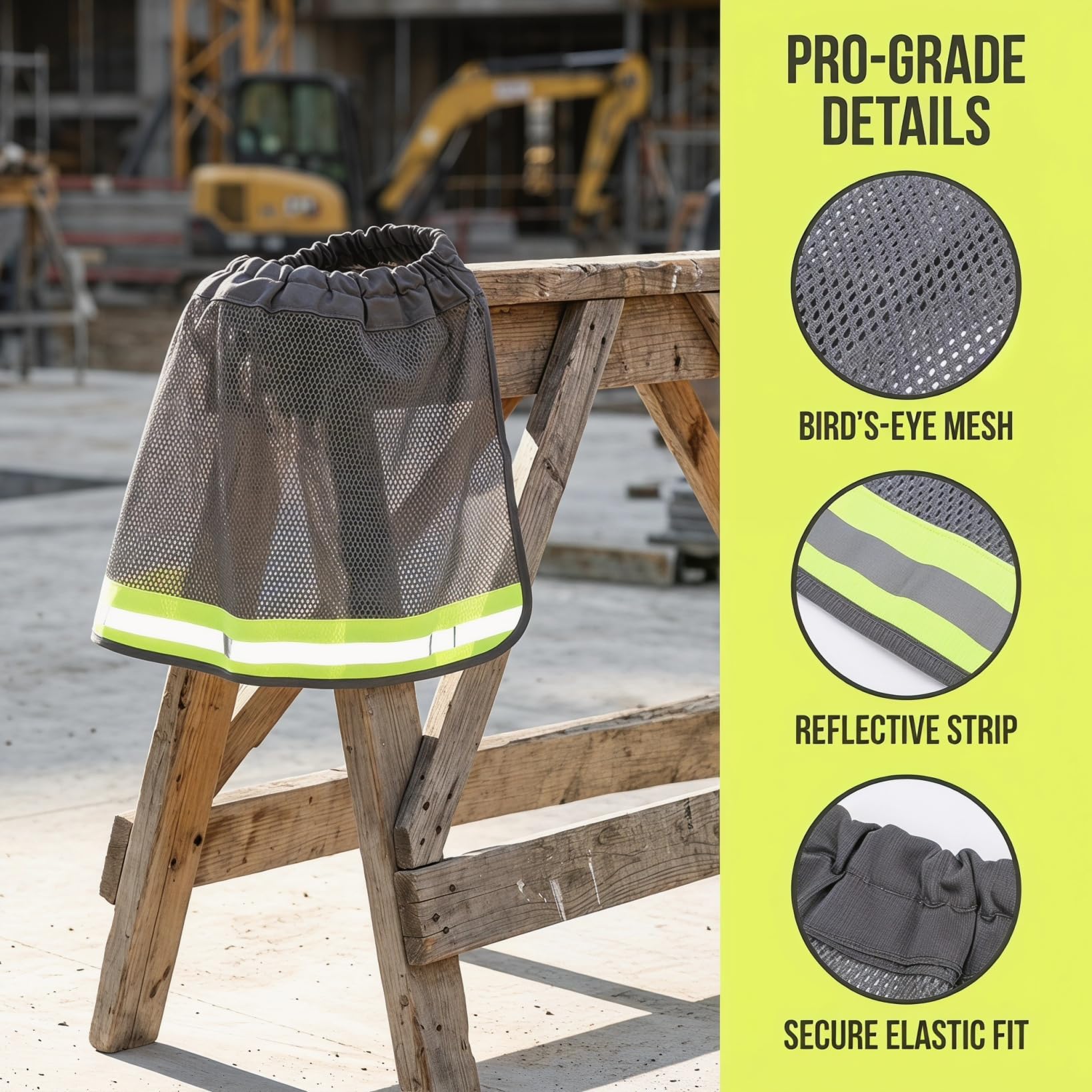 DOITOOL 3 Piezas Cascos De Obra Sombra De Cuello para Sombrero Duro con Visera Reflectante Cubierta Ligera Y Transpirable para Trabajadores De ConstruccióN Al Aire Libre Trabajo Exterior Jardinería
