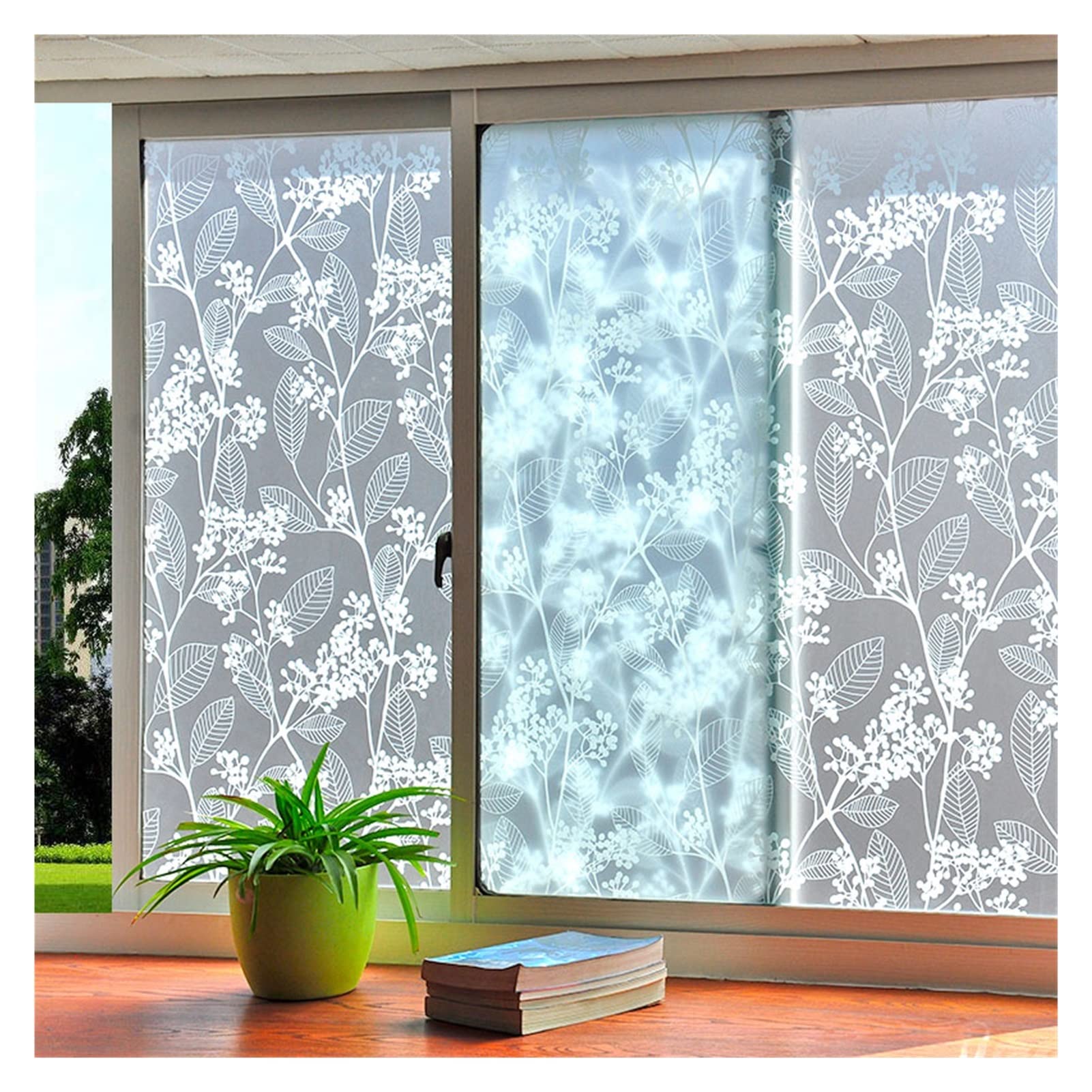 Mattmattierte Buntglas-Fensterfolie | Mehrfarbige Multisize-Fensteraufkleber: Matter, mattierter Buntglas-Dekorationsaufkleber(Green,60 x 500 cm)