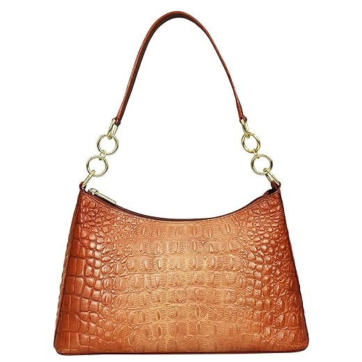 Anuschka Handbemalte Hobo aus Echtleder mit Kettenriemen - Tooled Dragonfly Meadow