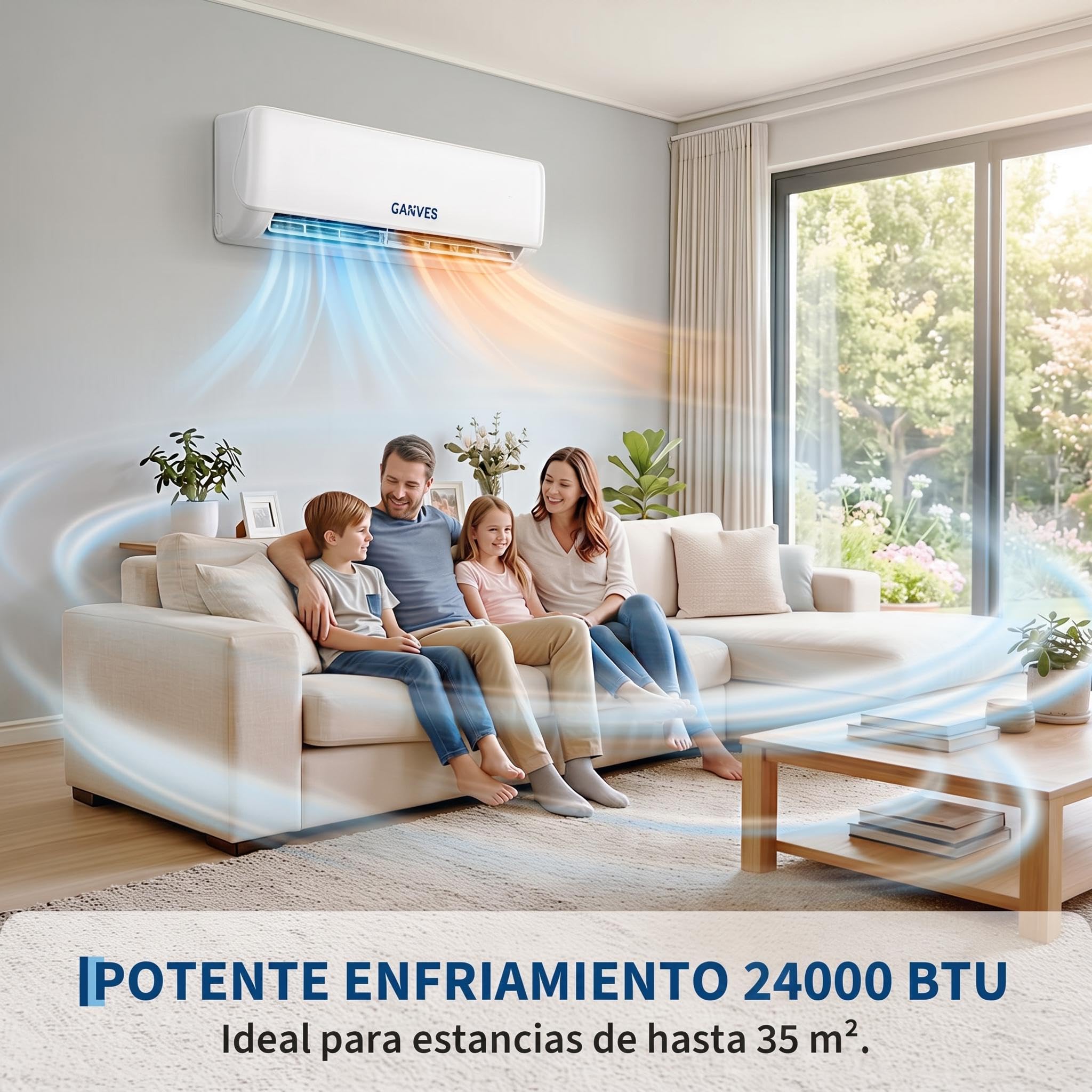 Garvee Aire Acondicionado Split 24000BTU - 7.2KW/24000 frigorías - Aire Acondicionado Pared con Mando a Distancia(WiFi/APP) - 5 Modos - Hasta 35 m² - Motor Inverter - Bomba de Calor - Refrigerante R32