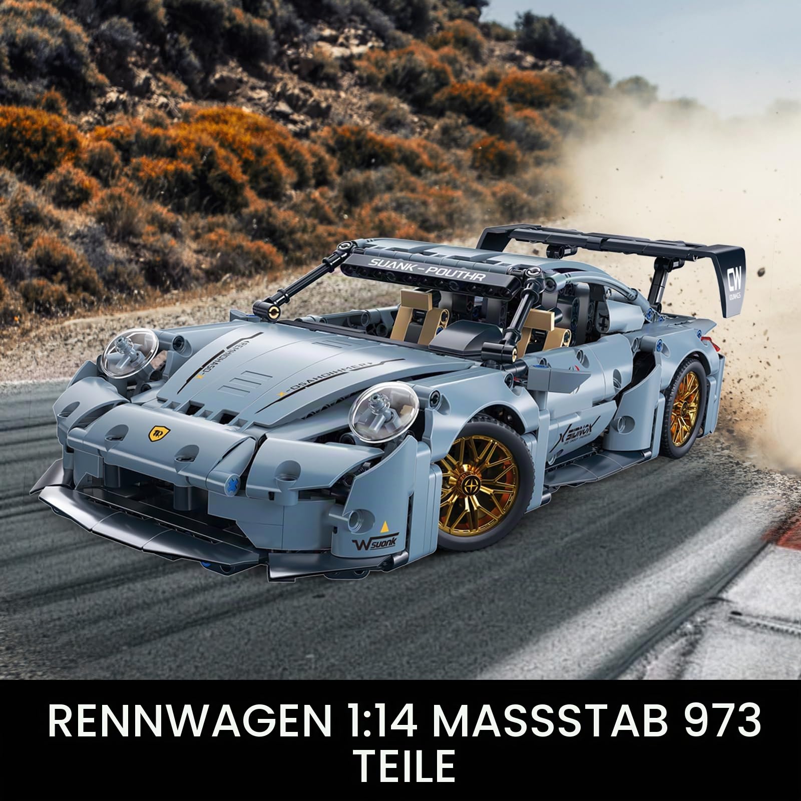 Technik Sportwagen Modellbausatz, 1:14 MOC Klemmbausteine Set(973 Teile)