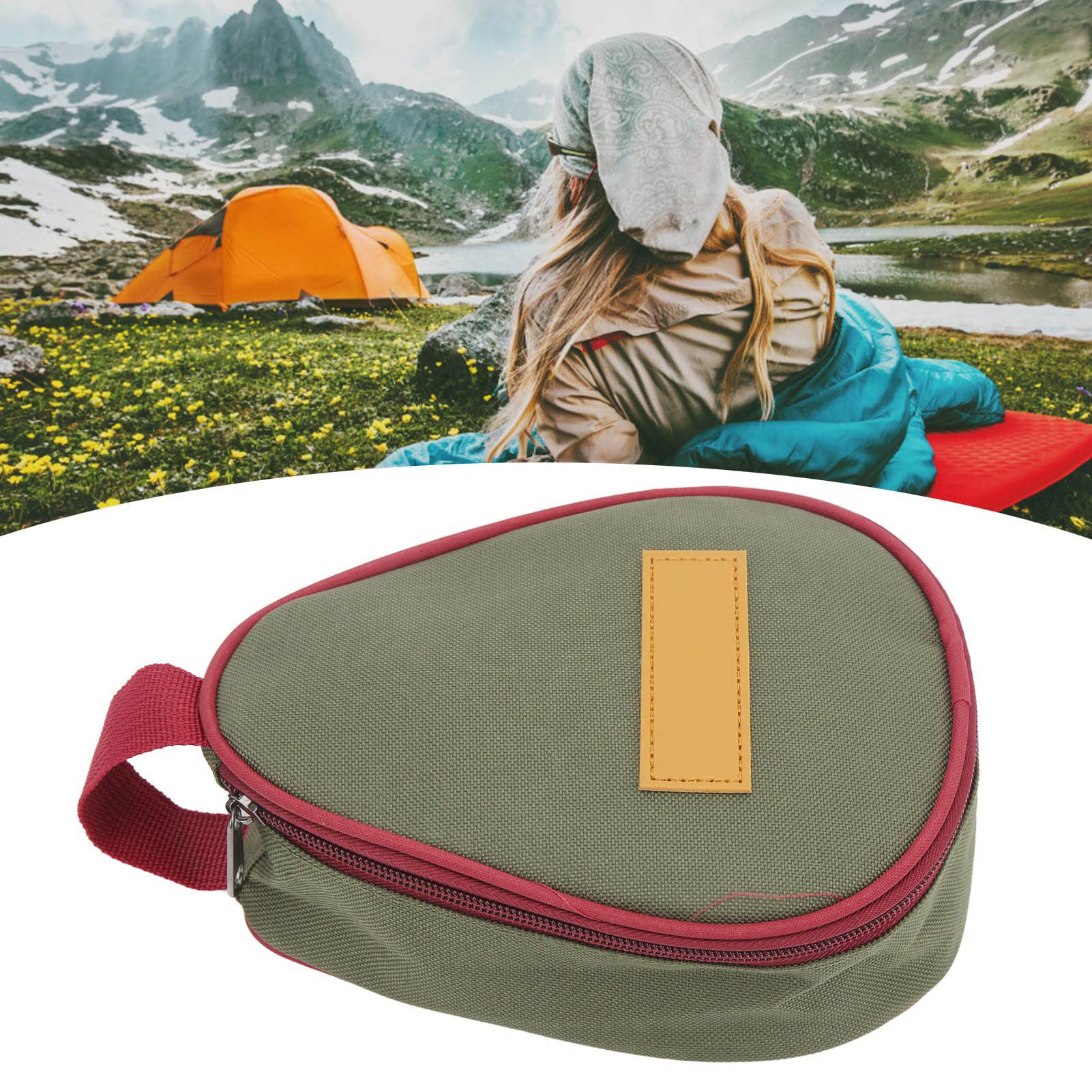 Camping Skillet Bag ZipperDesign Skillet Storage Bag Camping Cookware Bag Outdoor Picnic Travel Cooking Utensils Organizer (Green)