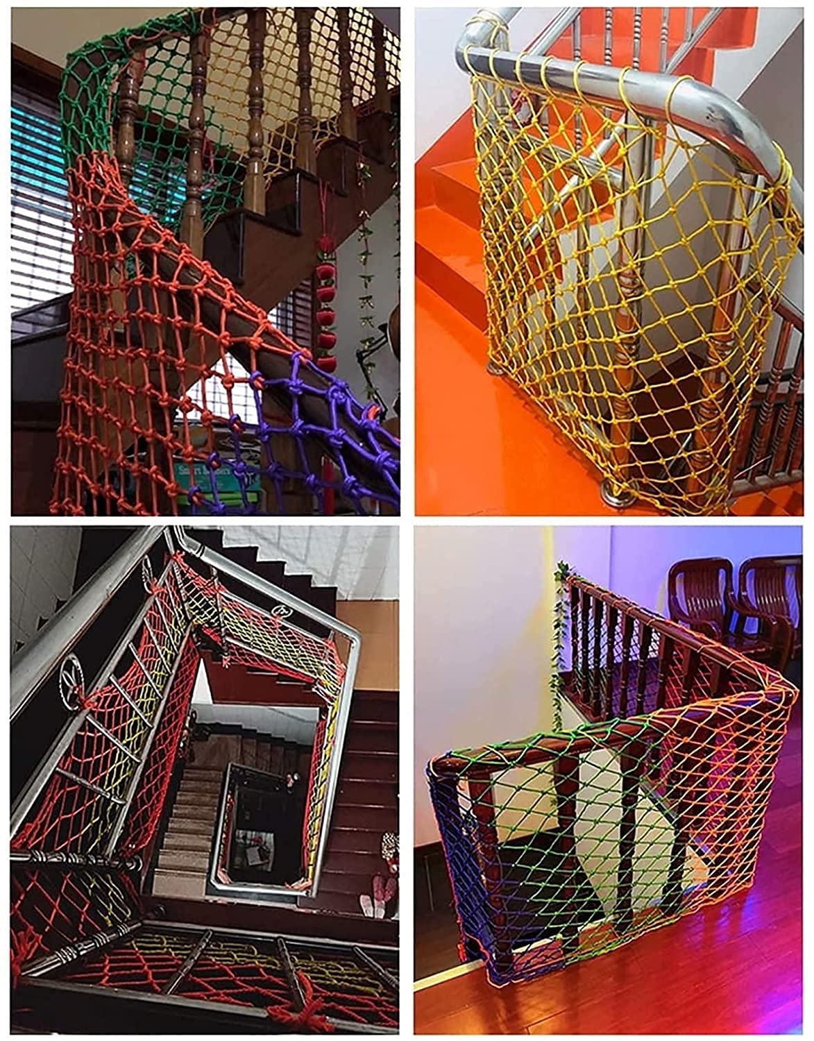 Rete di sicurezza per parchi giochi all'aperto, rete in corda di nylon resistente per bambini e animali domestici, barriera protettiva per decorazione ringhiera e supporto per piante