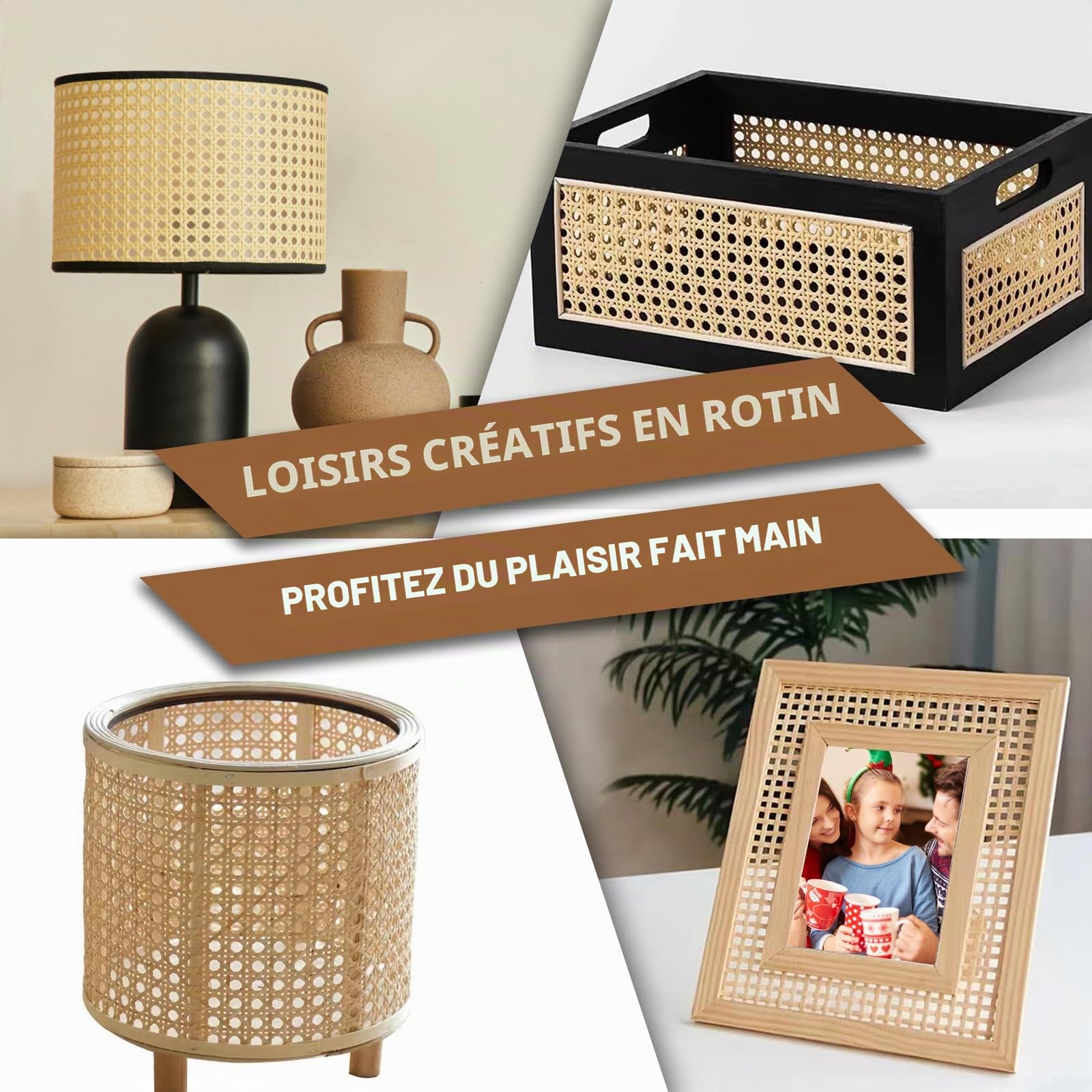 Vehipa Rouleau de Cannage Plastique 60 x 120 cm, Imitation Rotin | À découper pour meubles et projets DIY : chaises, lits, armoires, cloisons et abat-jour, maille 6,5 à 7 mm