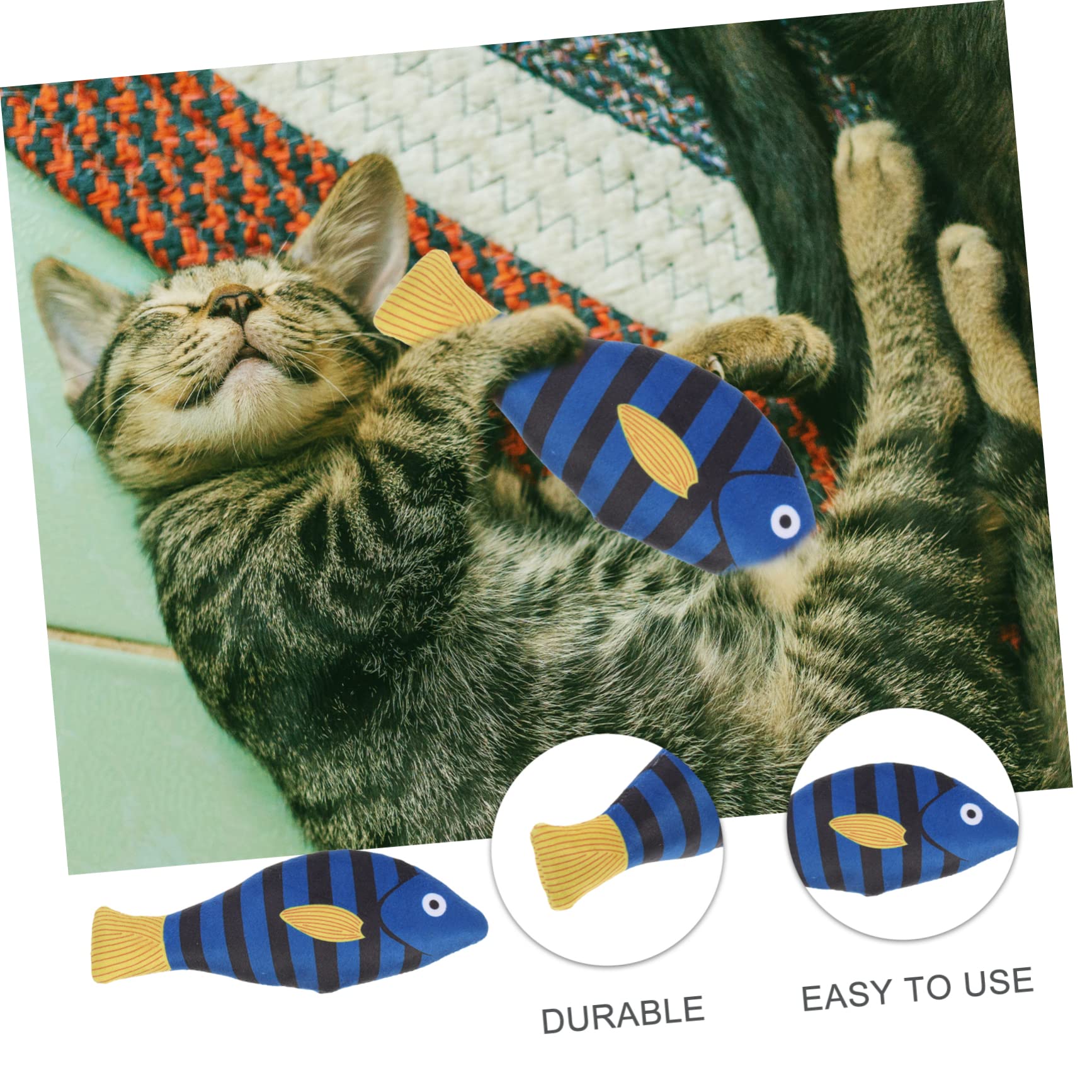 BESPORTBLE Jouet à Mâcher pour Chat Herbe à Chat Forme Poisson en Peluche Naturelle, Solide et Interactif Stimule et Amuse pour Chatons en Intérieur
