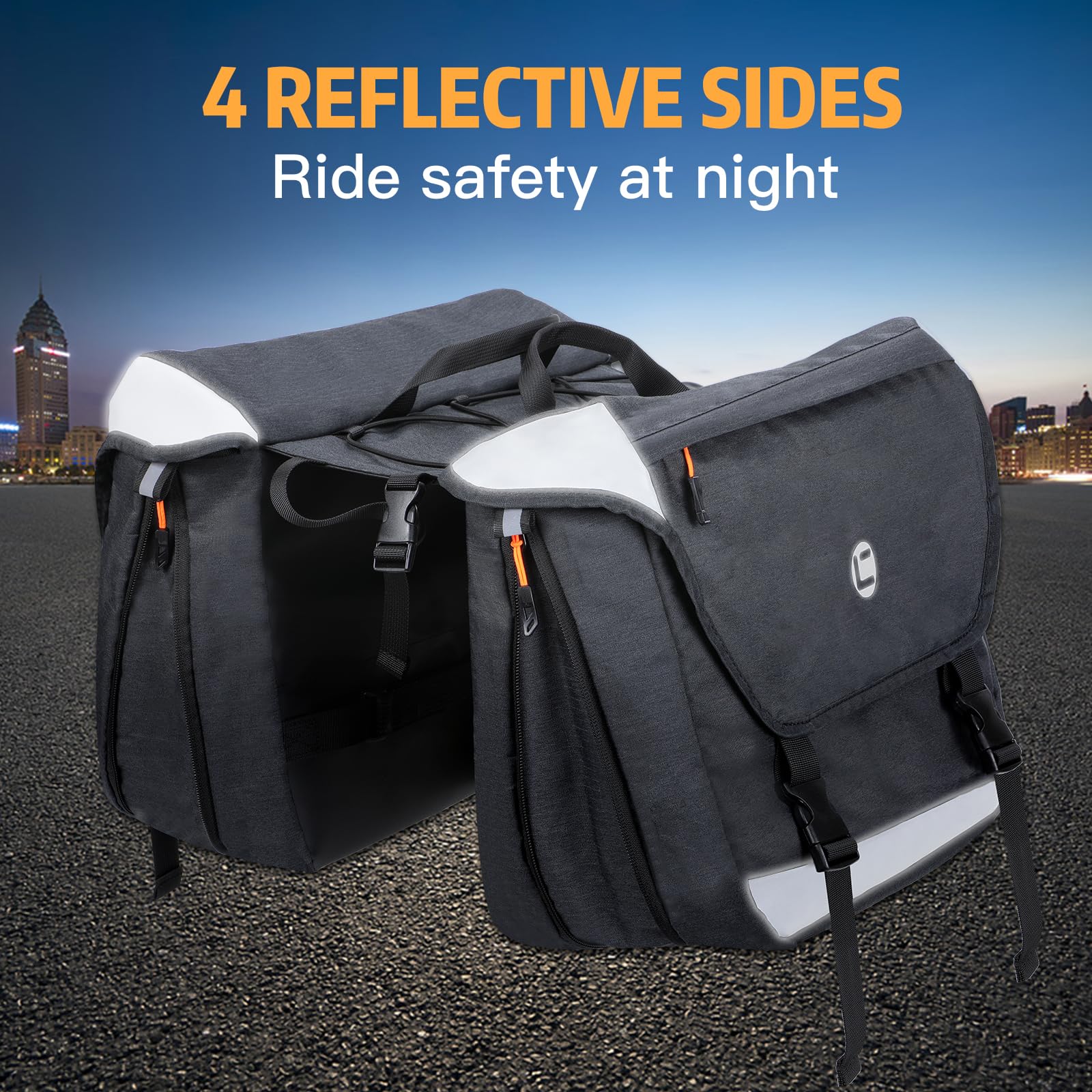 35L Alforjas Bicicleta Bolsa Alforjas Impermeables para Bicicleta, Bolsa de Portaequipajes con Cubierta Reflejante