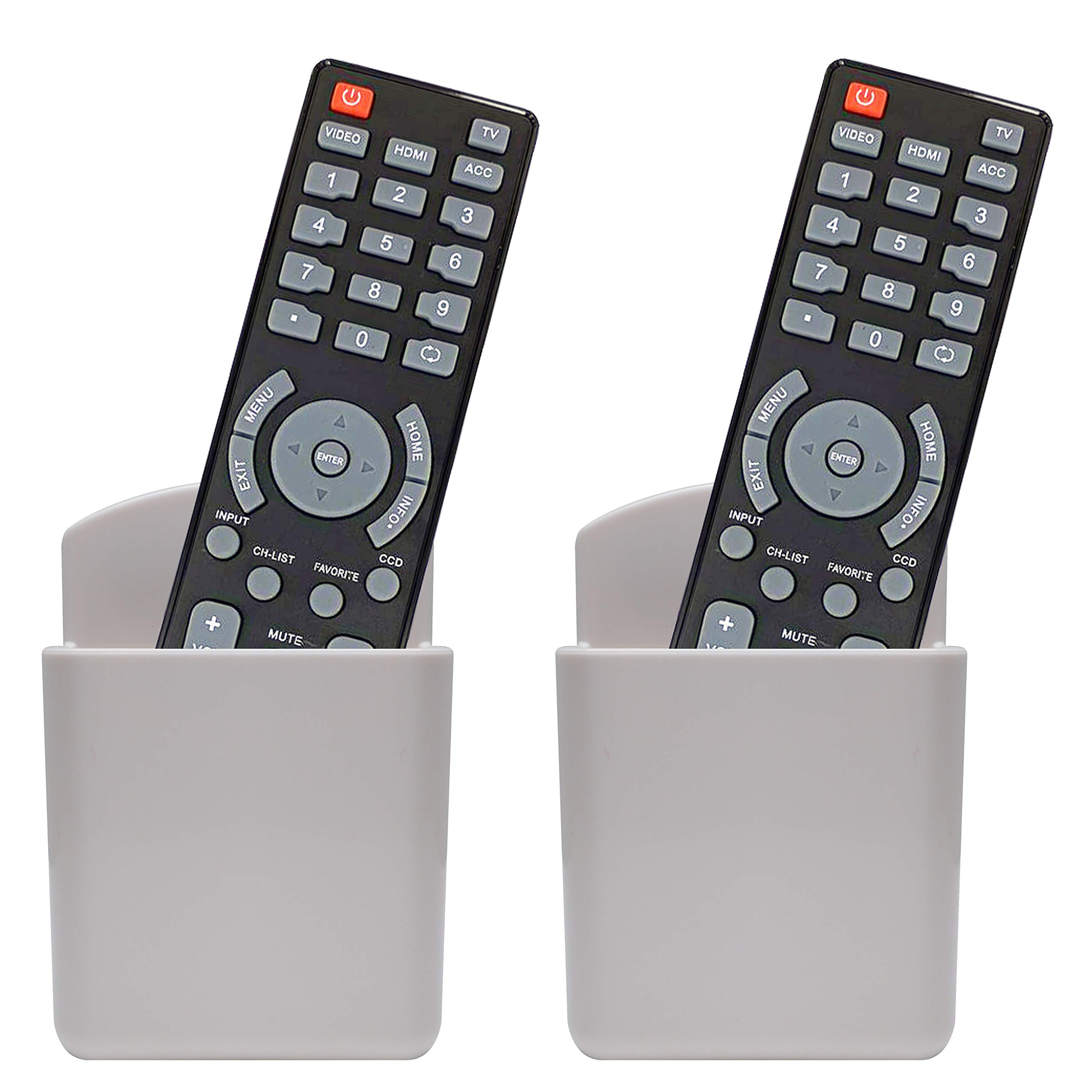 Excelity 2 Pack Wall Mount Remote Control Holder, Two Way Mounting - Using Adhensive Tape or Drilling Holes (White)