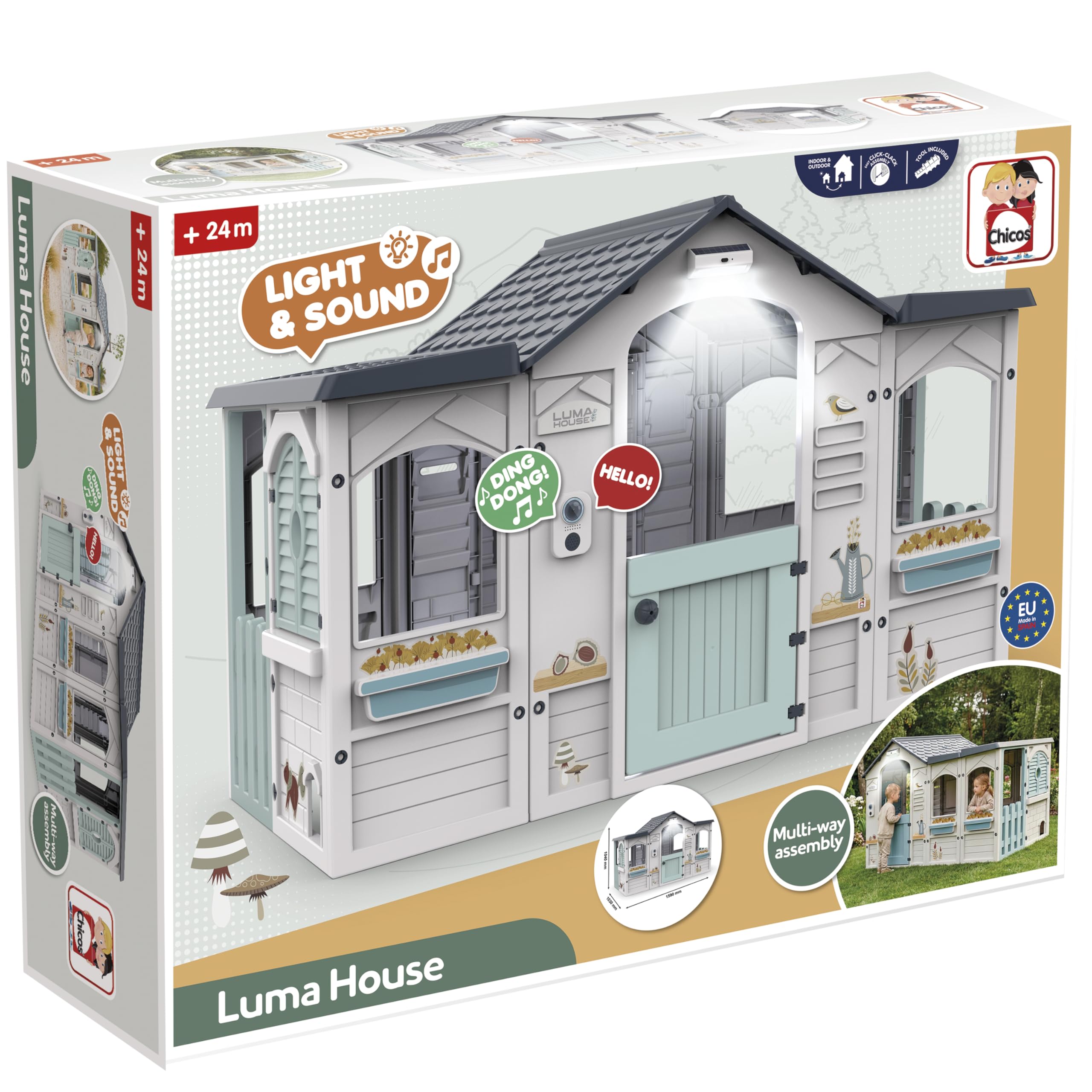 Luma House Grande Casetta per Bambini Interattiva con Luce e Suoni Finestre Apribili Gattaiola Inclusa 2 Anni
