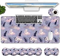 Vista 12 de Juego de alfombrillas de mouse para teclado, alfombrilla grande para mouse + reposamuñecas para teclado, soporte de muñeca + portavasos, alfombrilla