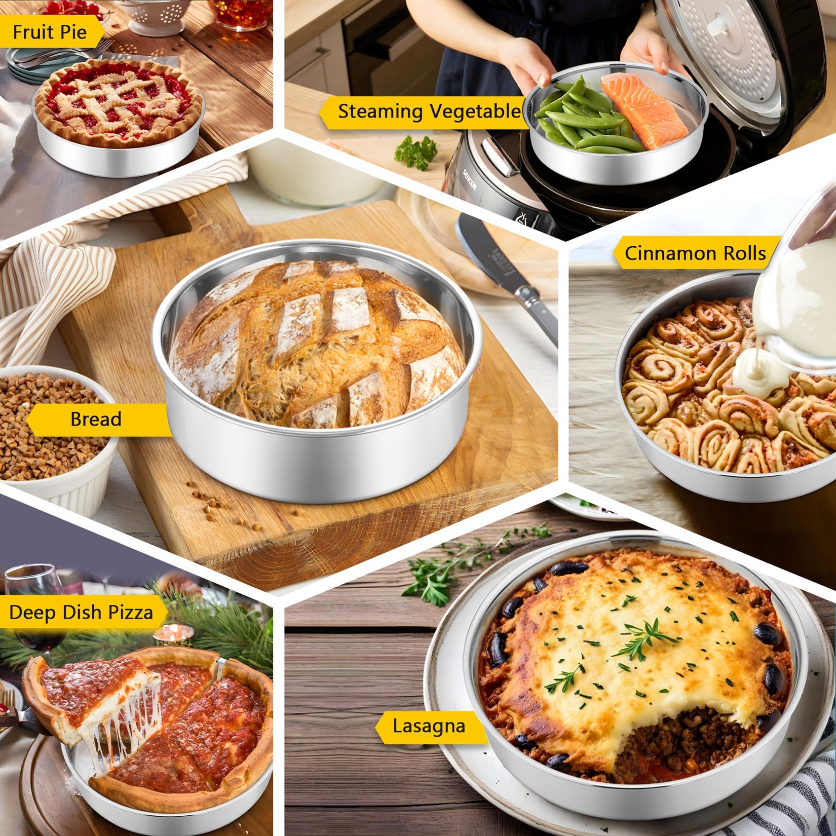Amazon.co.jp: P&P CHEF 6インチ ケーキ型 2個セット ステンレス