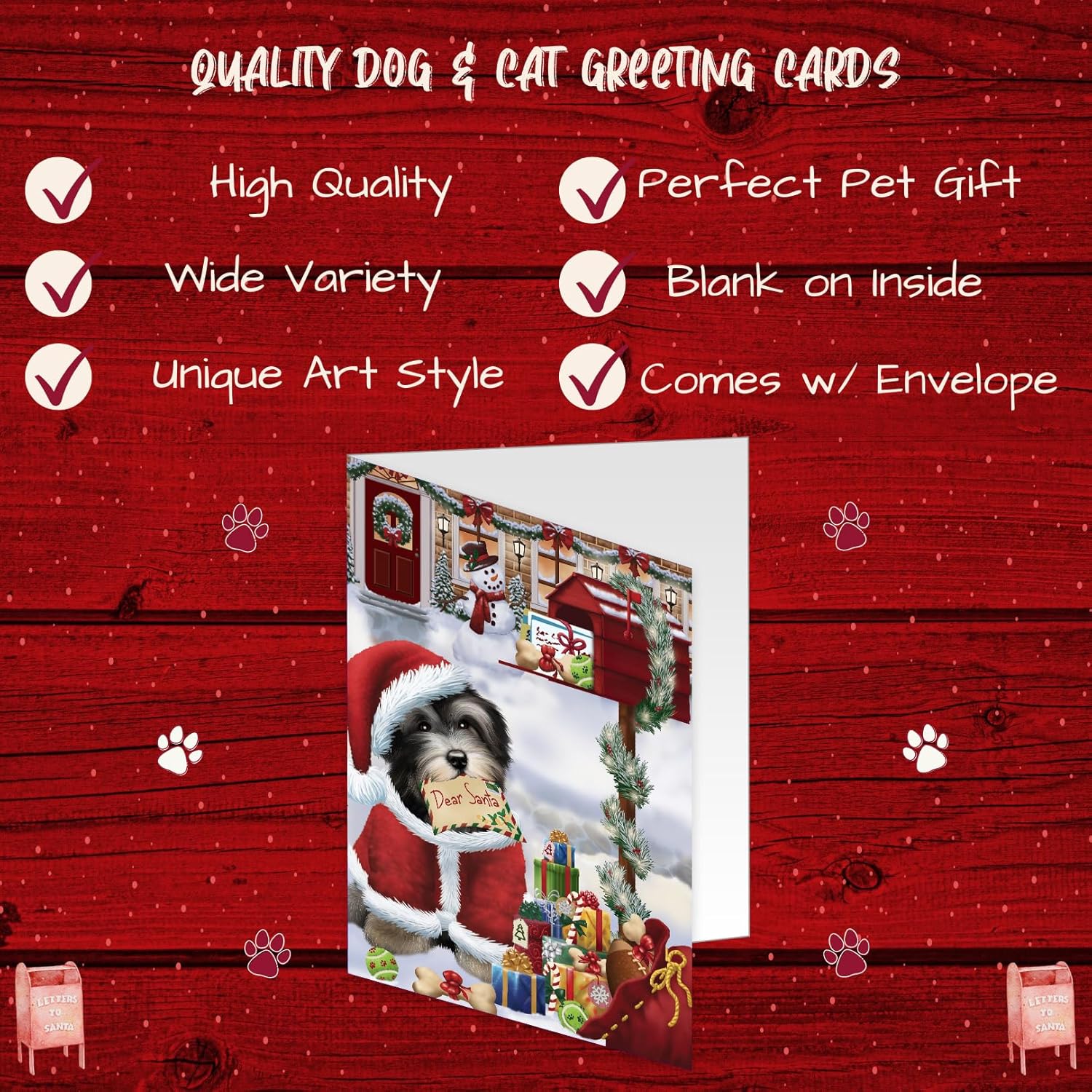 Doggie of the Day Dear Santa Mailbox Christmas Letter Havanese Dog Note Cards - Adorable Pets Invitation Cards with Envelopes - Pet Artwork Christmas Note Cards GCD65741 (10 Greeting Cards)