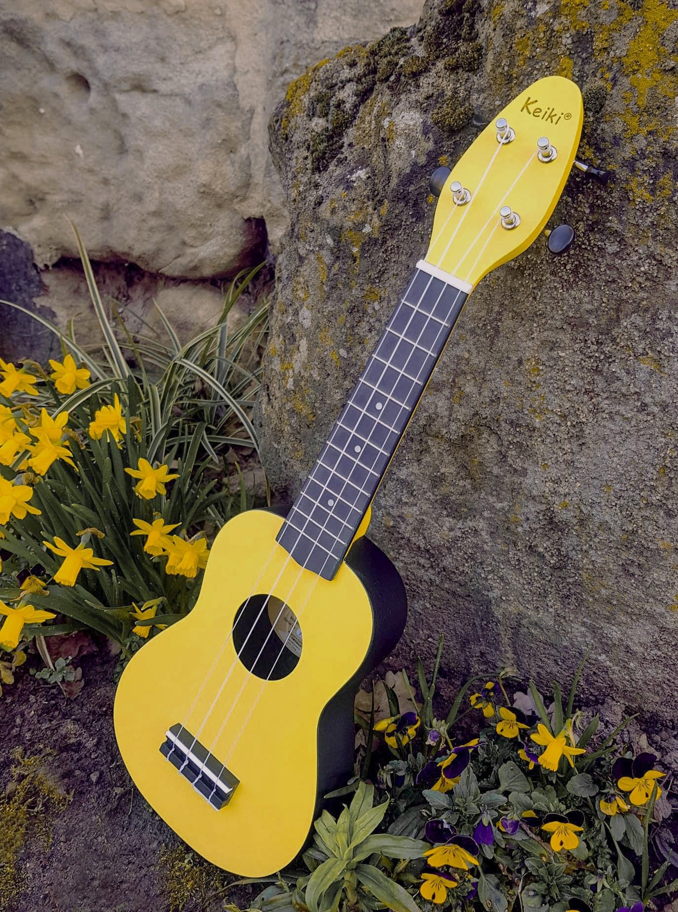 Ortega Guitars Sopran Ukulele Akustisch – Keiki K2 Series – Inklusive Zubehör – Agathis, ABS, Gelb (K2-LGR)