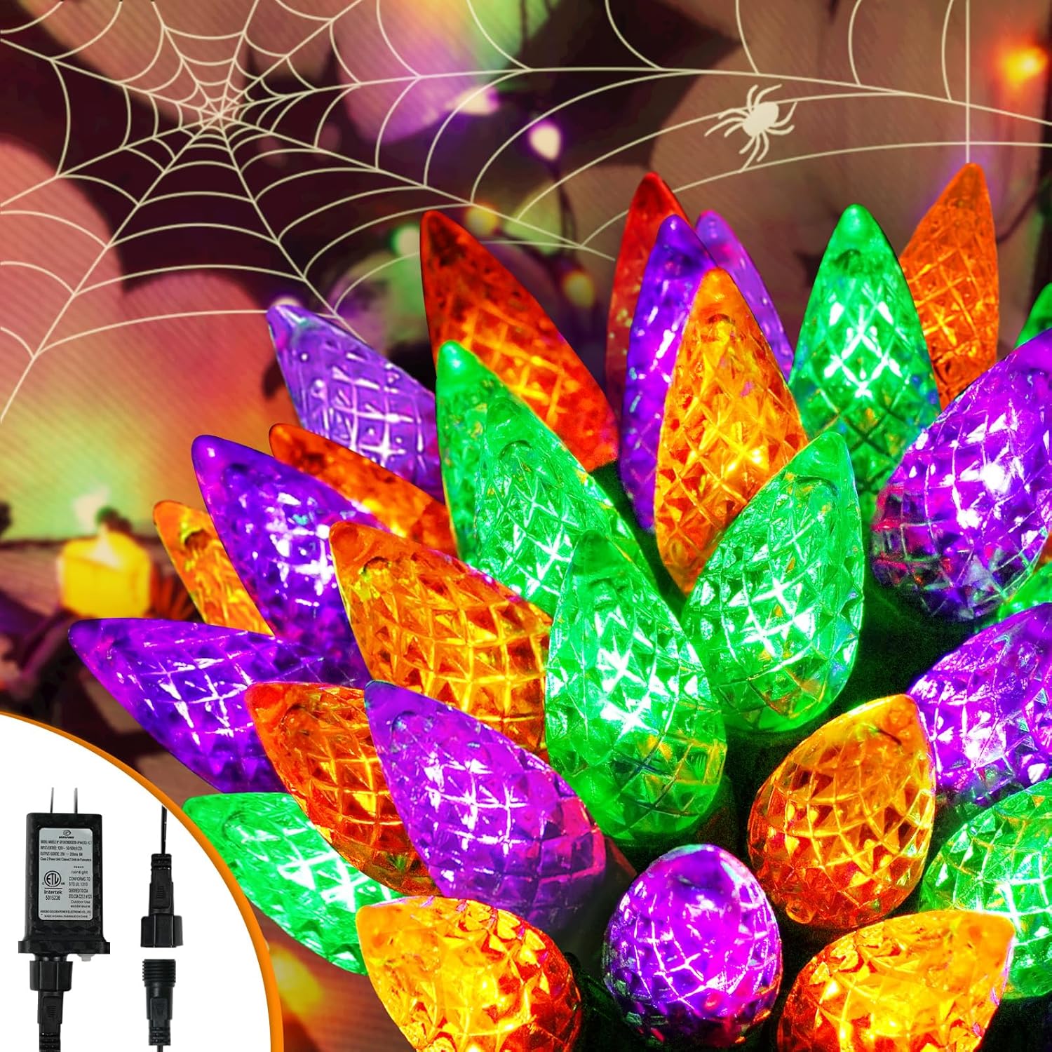 Upgraded 250 LED C6 Connectable Halloween String Lights, 82FT Orange Purple and Green Lights, Waterproof Fairy Twinkle Light Plug in with 13 Modes & Timer for Outdoor Indoor Halloween Decorations Orange Purple and Green 250LED